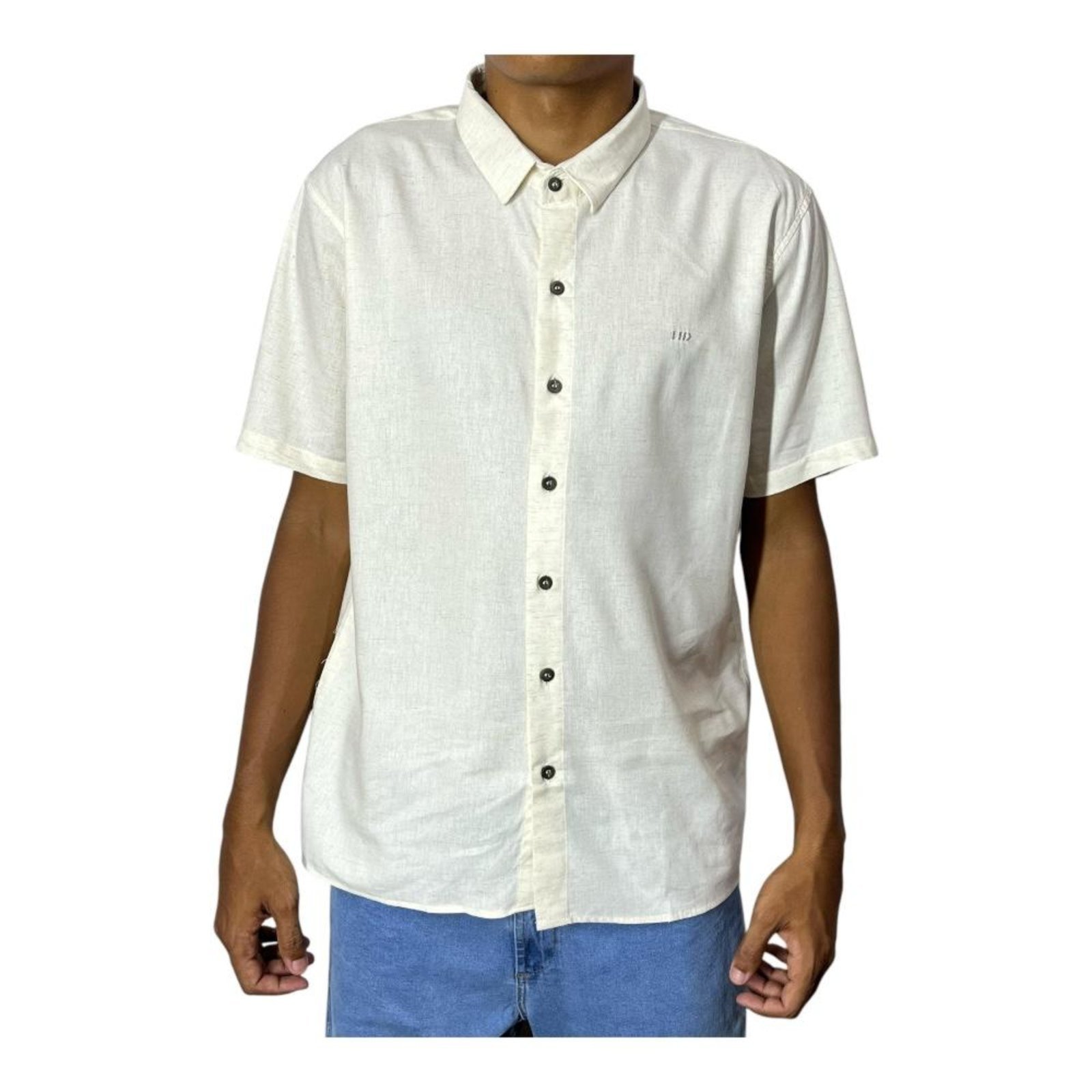 HD Camisa de linho Manga Curta HD – Off White