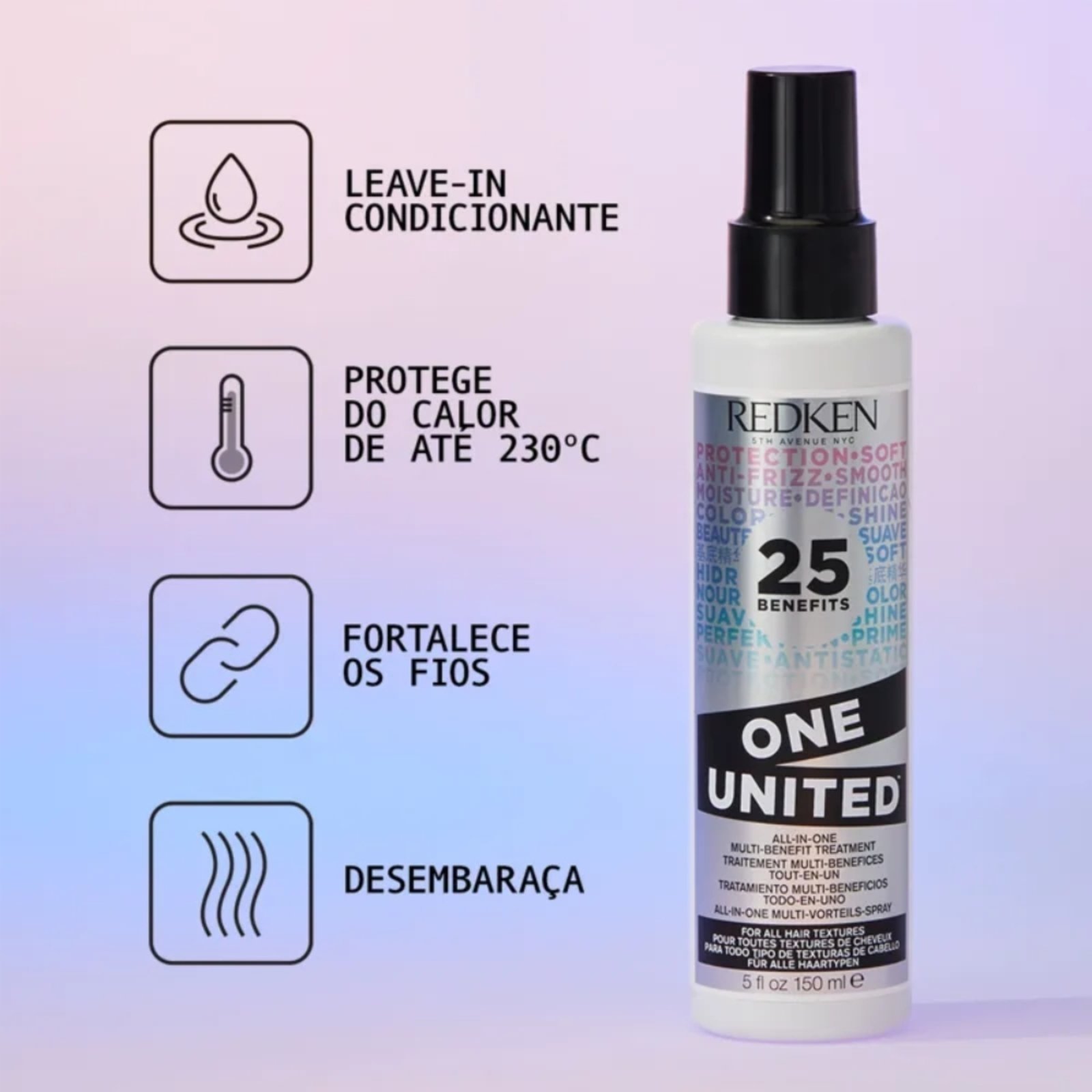 Vista 3 Redken One United Elixir Tratamento Multibenefícios Leave-in Spray cinza Redken cinza