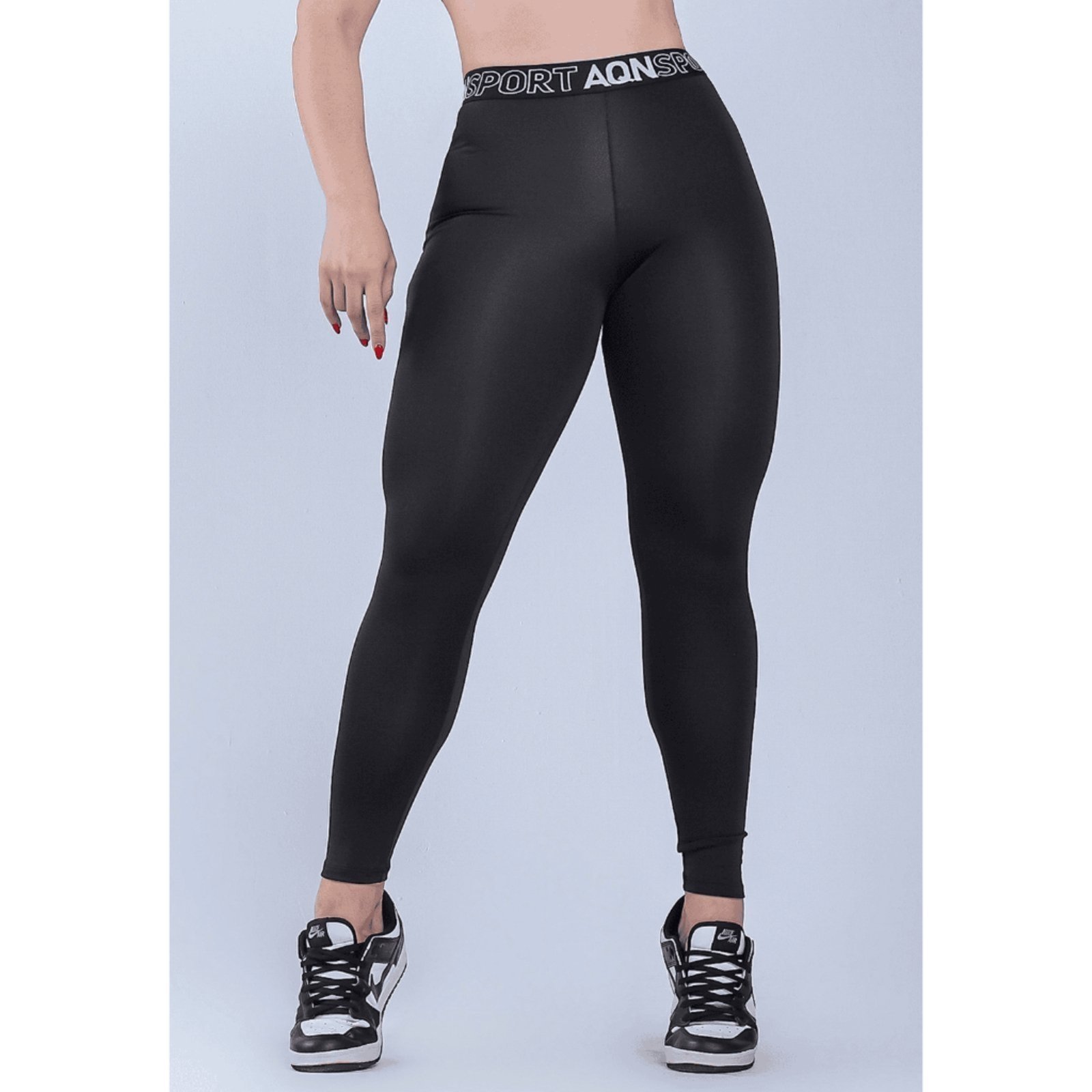 Calça Legging Basic com Elastico Preto Fitness Academia AQN SPORT Zero Transparência