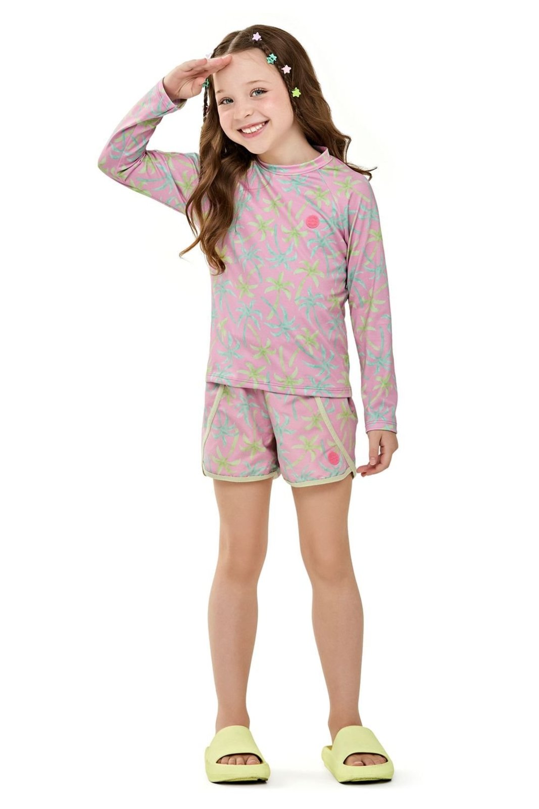 Vista 3 Blusa Menina Estampada Com Proteção Solar Elian rosa Elian rosa
