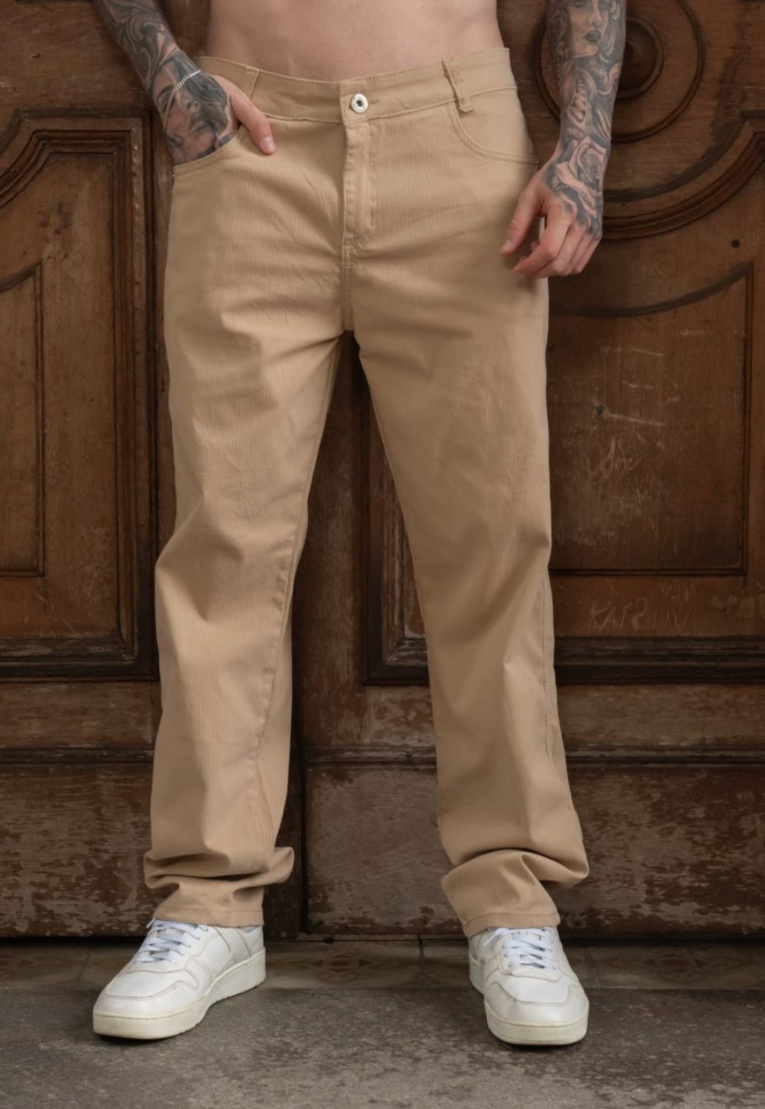 Calça Tradicional Creme Sarja Masculino Alleppo Jeans