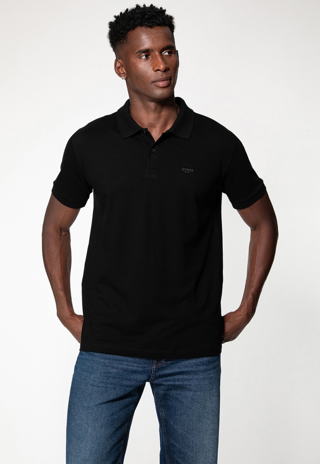 Camisa Polo Guess Pima Preto