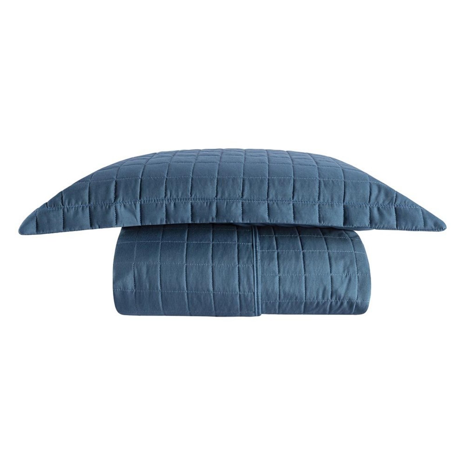 Kit Cobre Leito Milano Solteiro Micropercal 300 Fios Matelado Colcha 2 Peças Azul Marinho