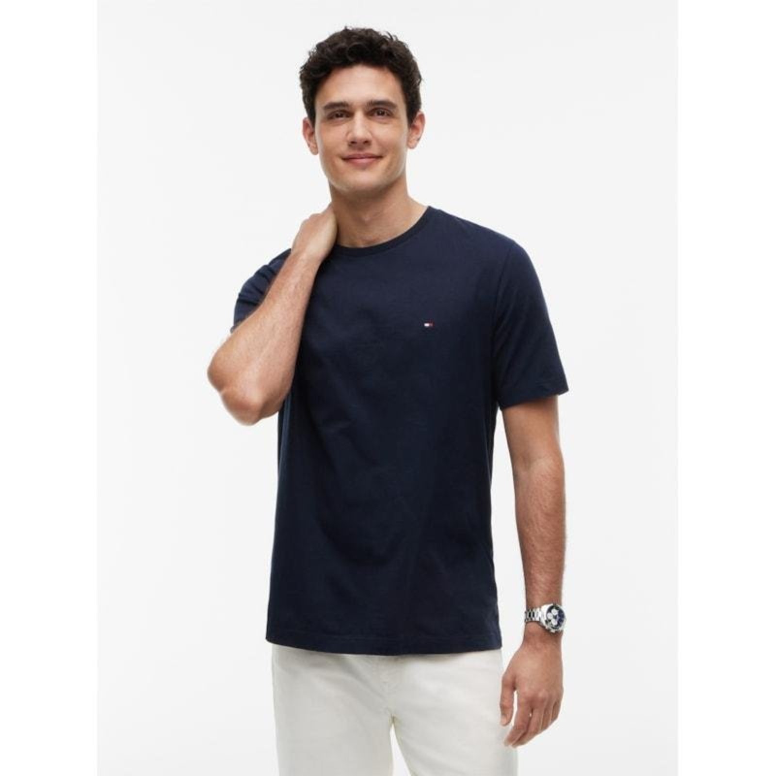 Camiseta Algodão Pima Gola C Azul