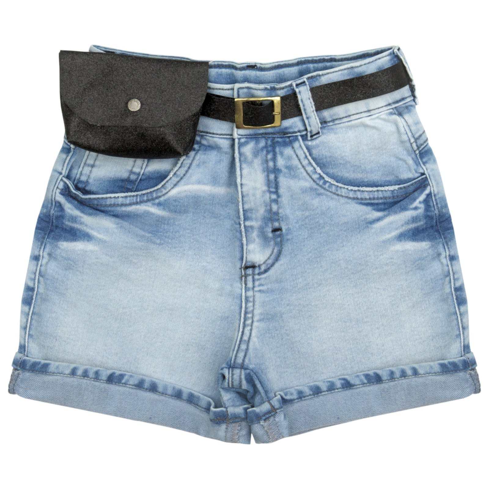 Vista 2 Infantil - Shorts Juvenil Look Jeans Cós Alto Jeans Look Jeans azul