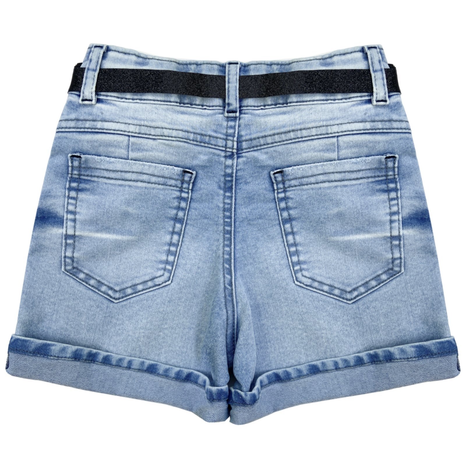 Vista 3 Infantil - Shorts Juvenil Look Jeans Cós Alto Jeans Look Jeans azul