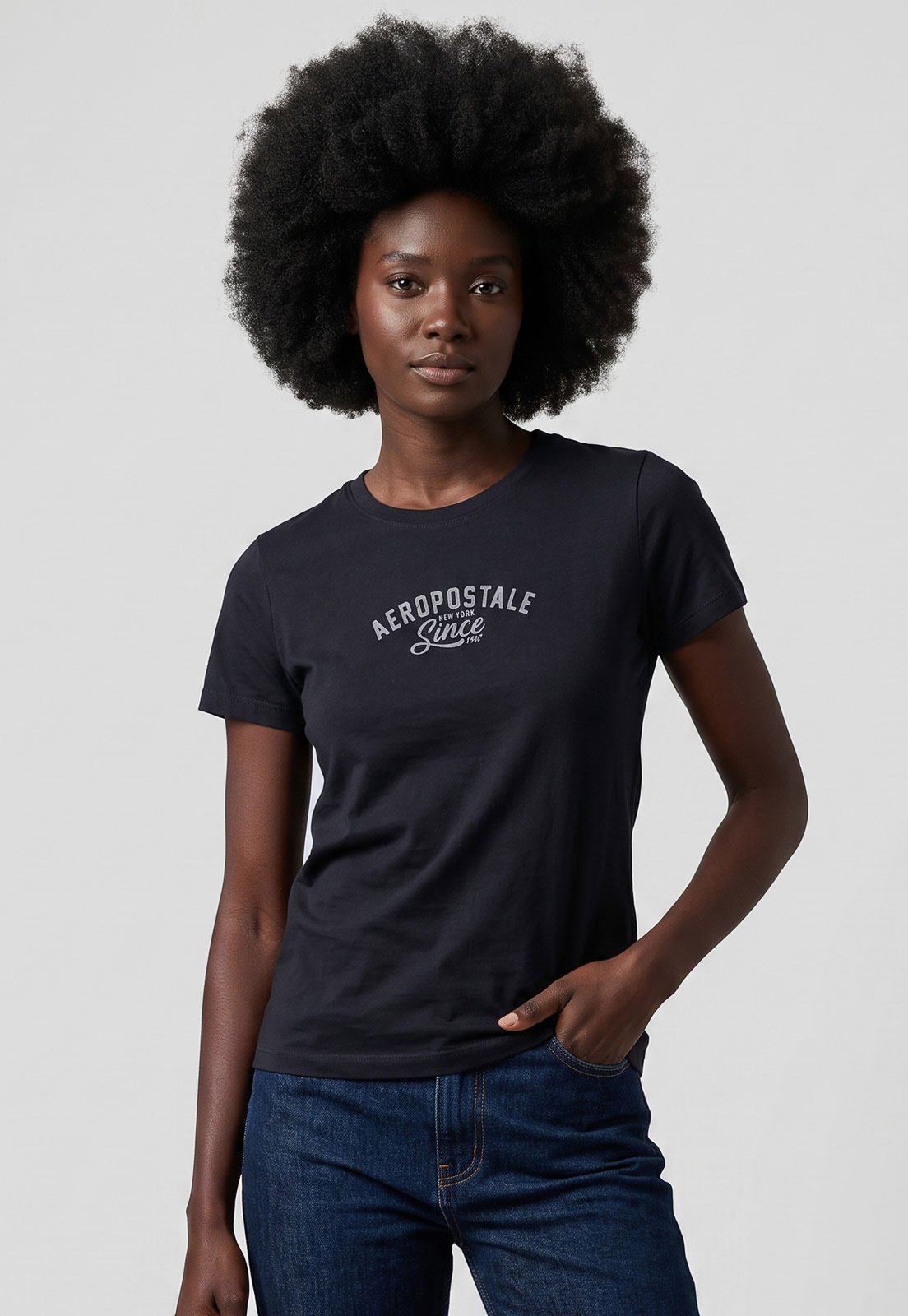 Camiseta Feminina Aeropostale Logo Preta