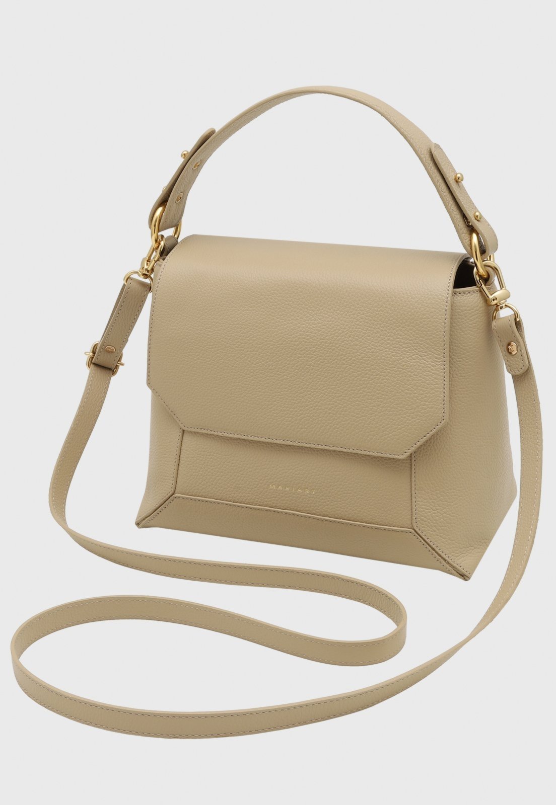 Bolsa Transversal Couro Mariart Amêndoa Aveia