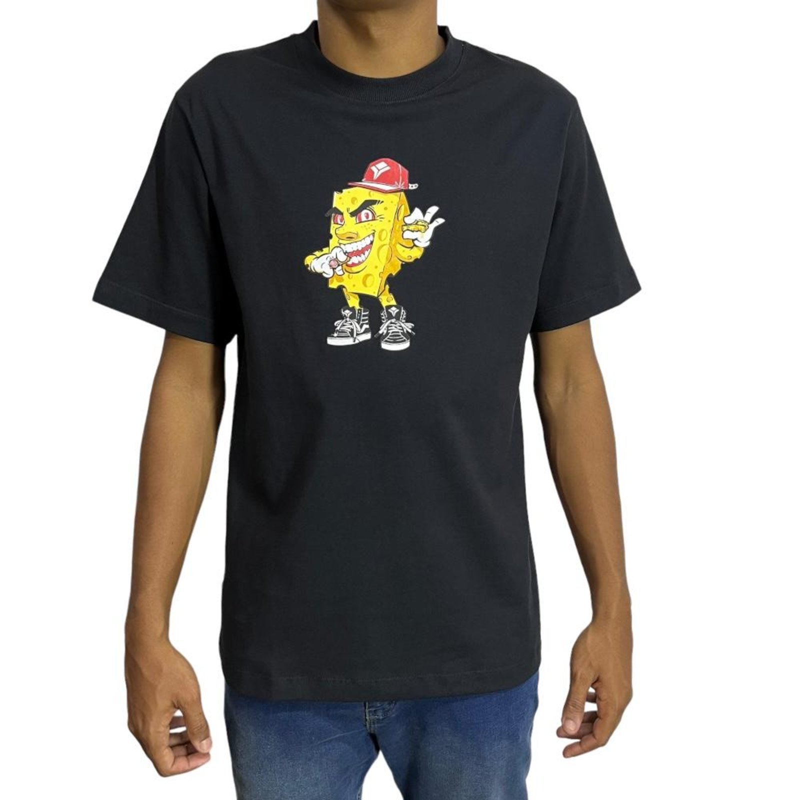 Camiseta Vextor Oversized Crazy cheese - Preto