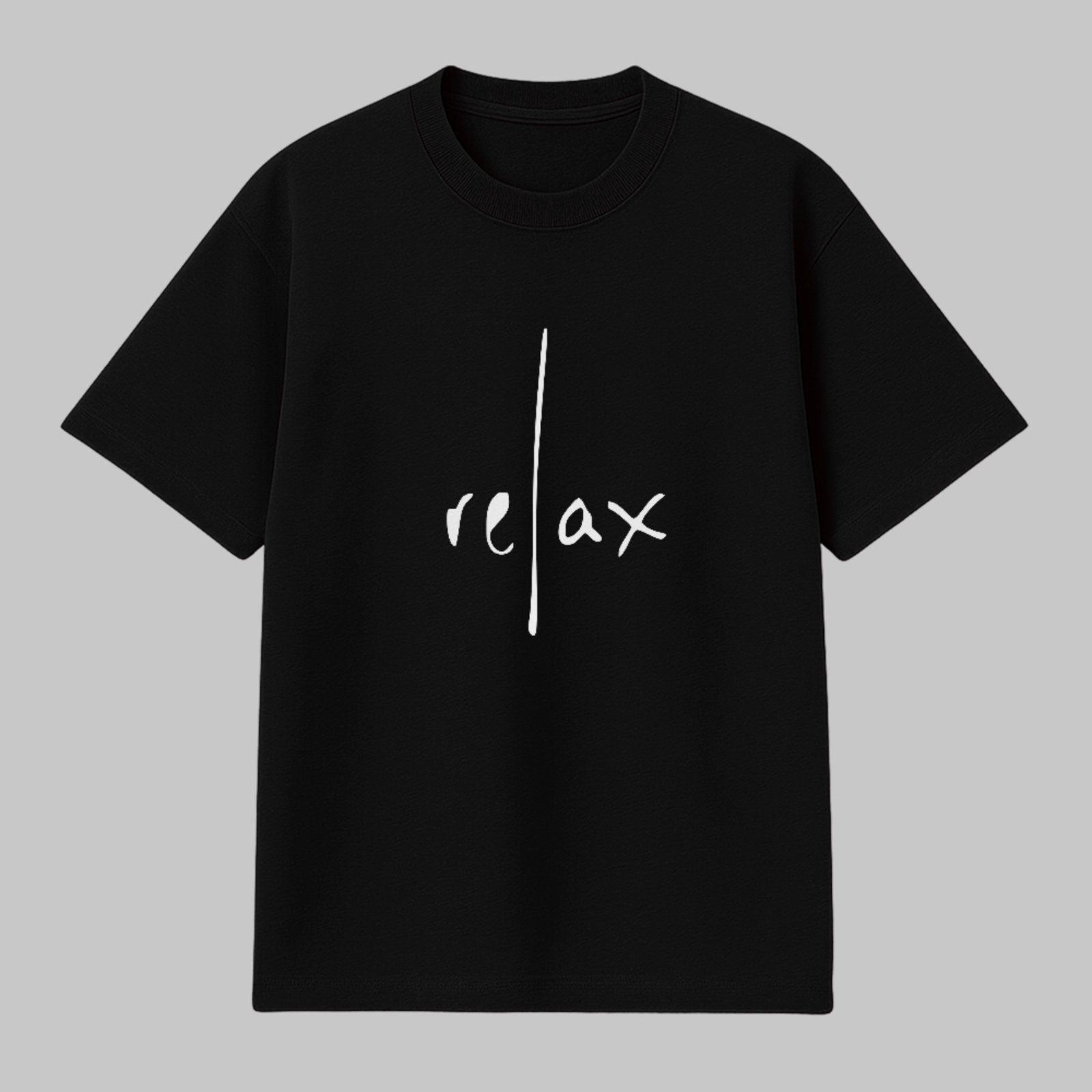 Camiseta Básica Relax Lettering Estilo Casual Unissex Preto
