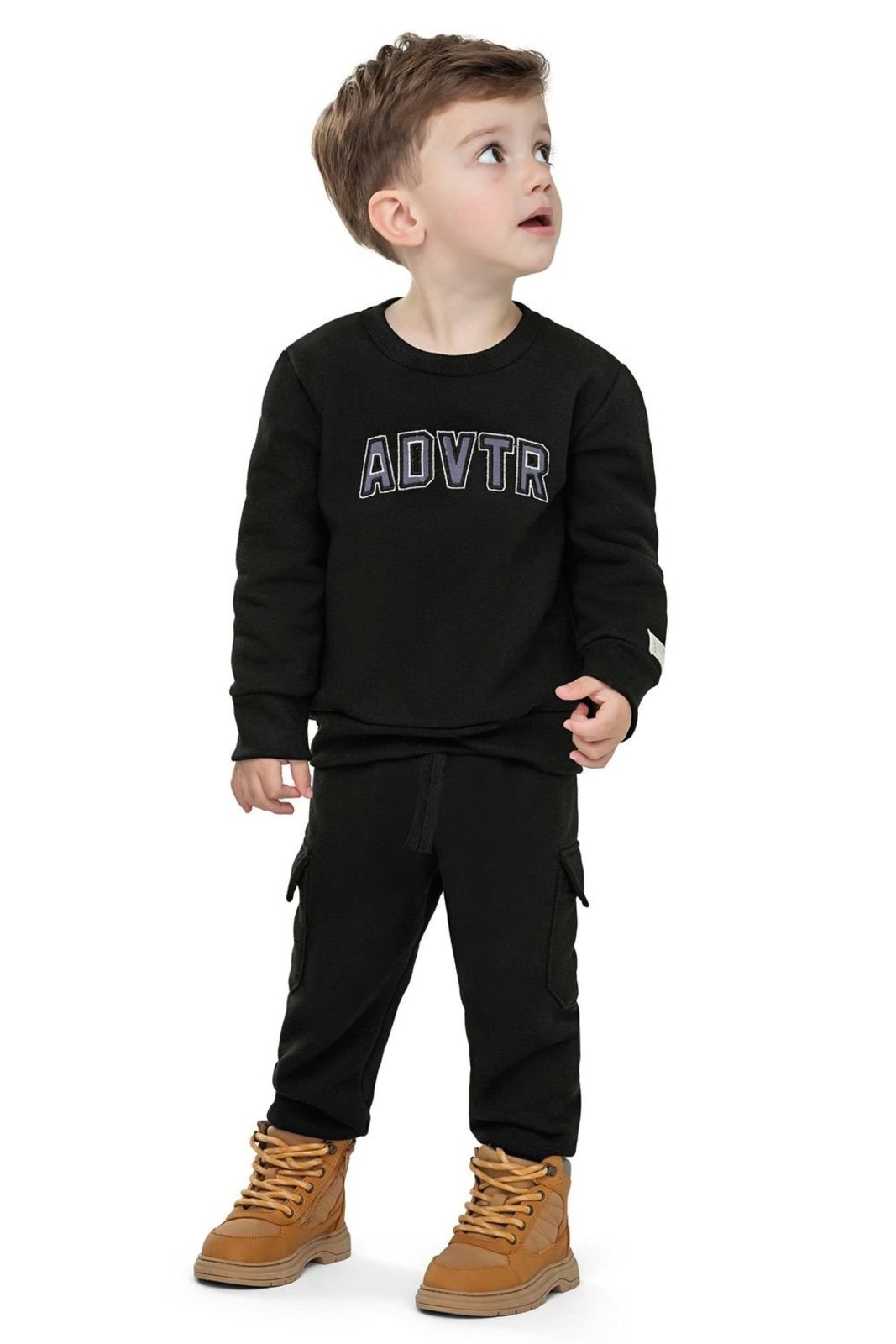 Infantil - Conjunto Menino Bordado Veludo Colorittá Preto
