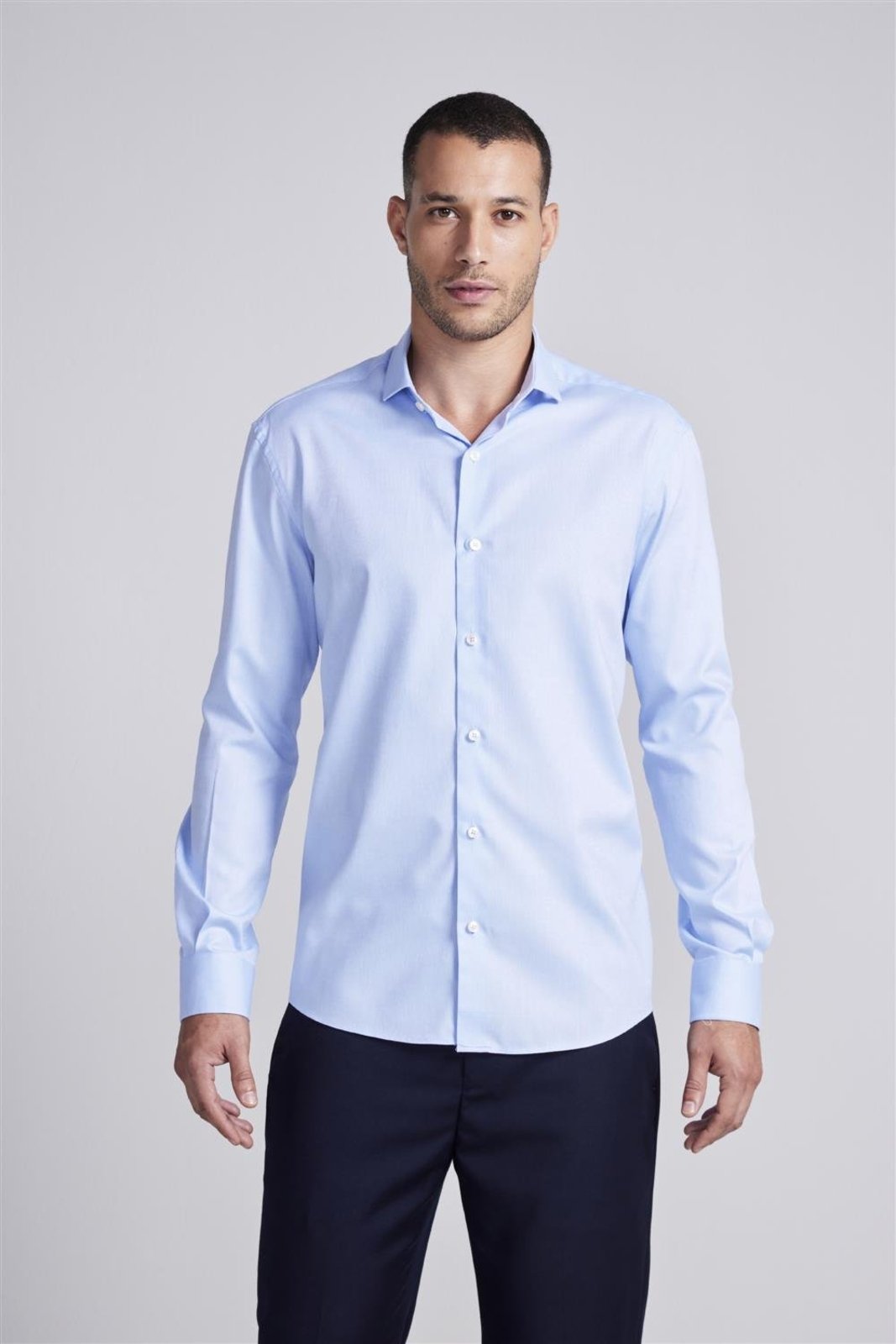 HIGHSTIL Camisa Lisa Algodão Pima Comfort - Azul