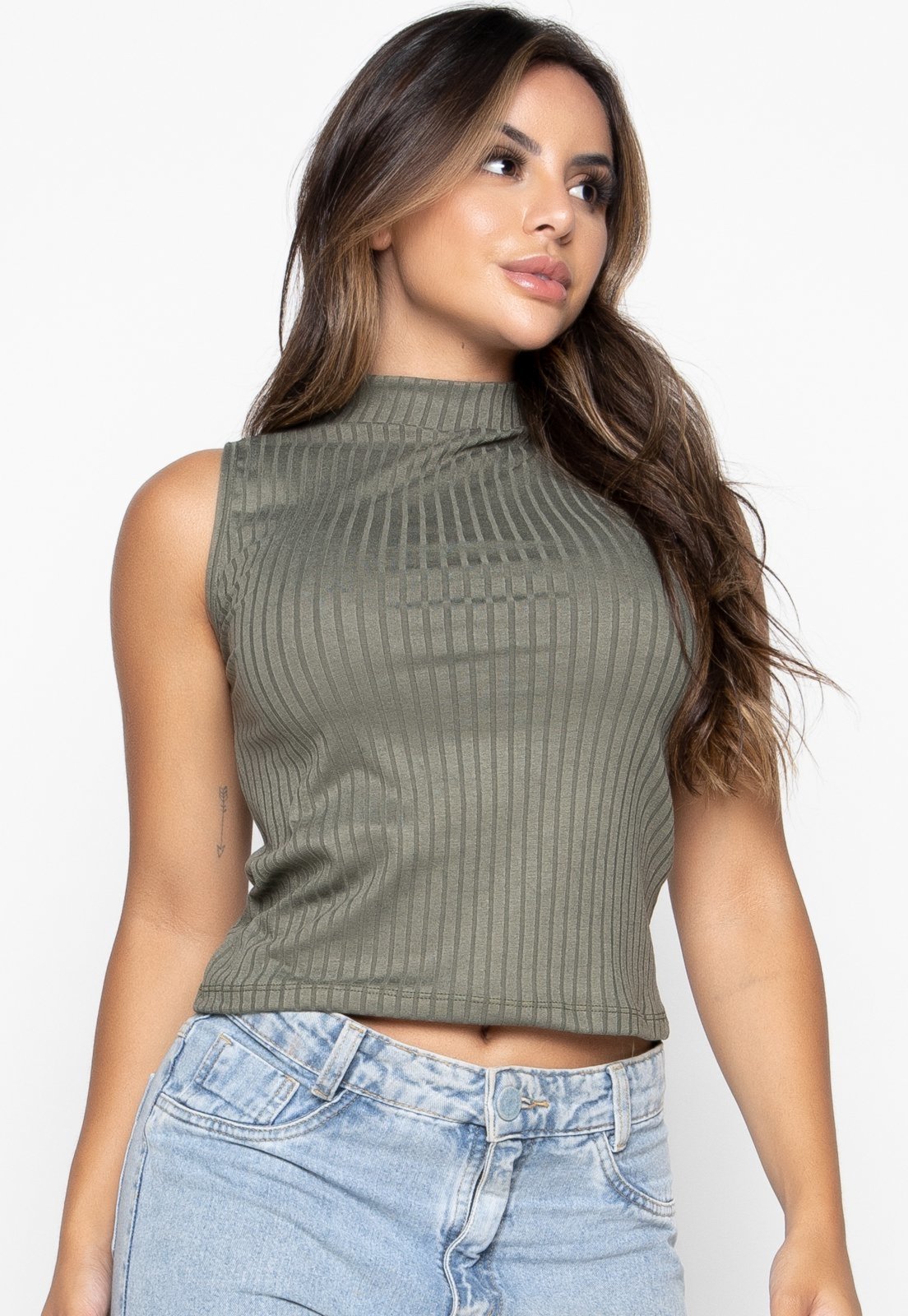 Regata Canelada Mood Modas Blusa Feminina T-shirt Camiseta Fitness Academia 292 Verde