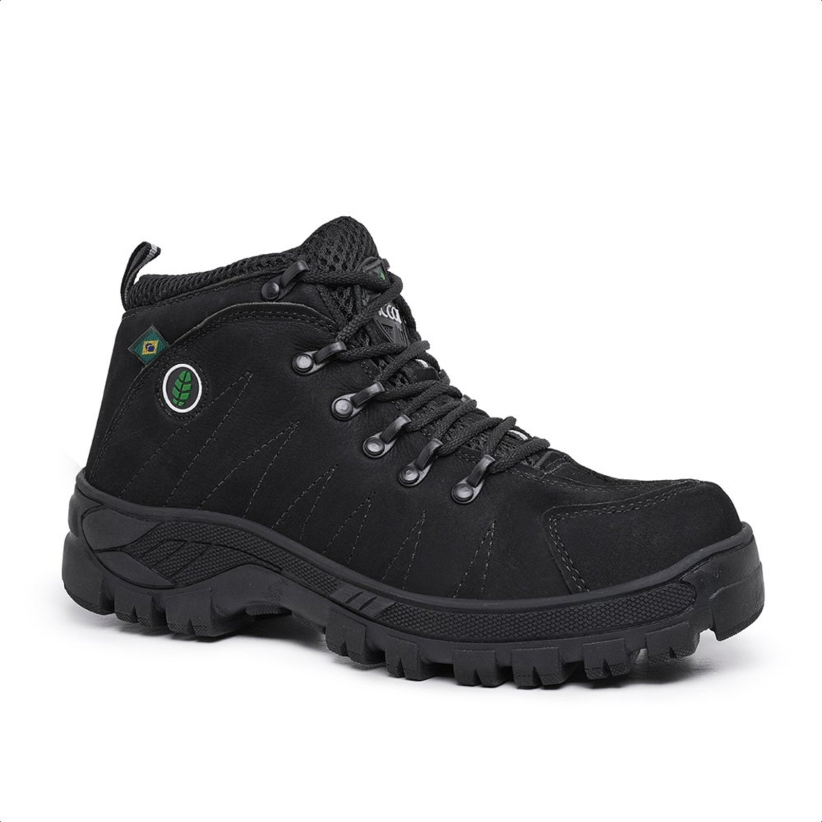 Coturno Adventure Accona em Couro Preto 6000NP