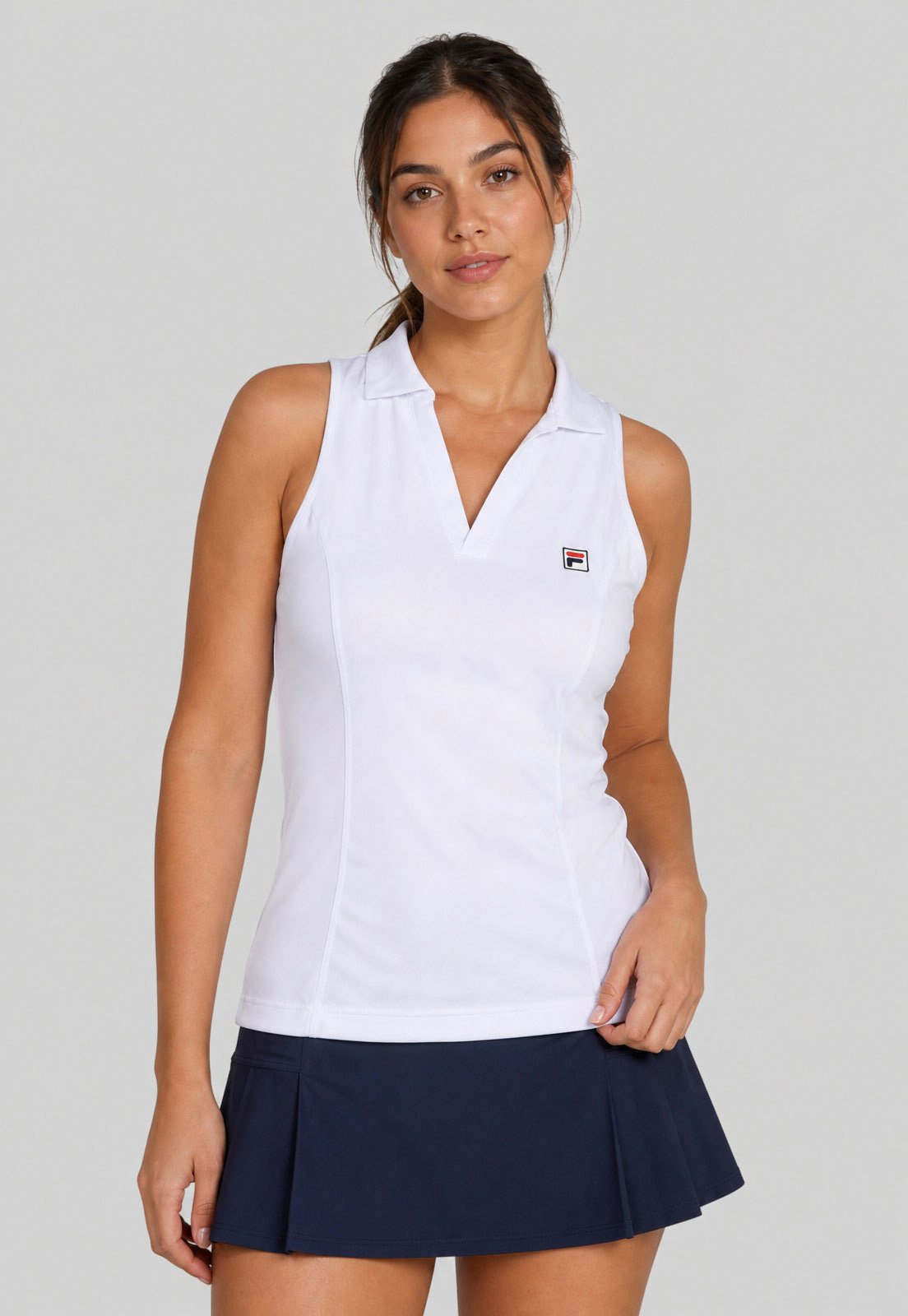 Regata Feminina Fila Gola Polo Tennis Basic Branca