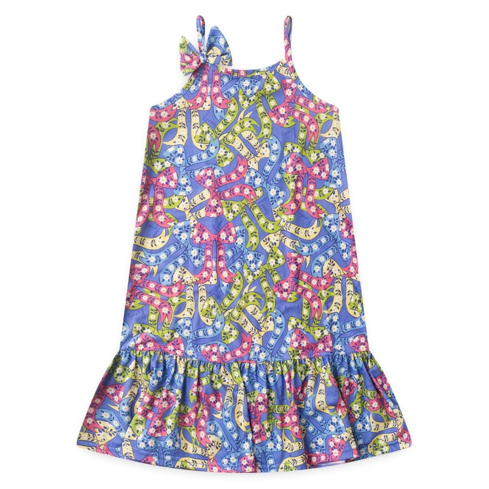 Vista 3 Infantil - Vestido Alcinha Verão Menina Tulipa com Babado Lacinhos Molekada roxo