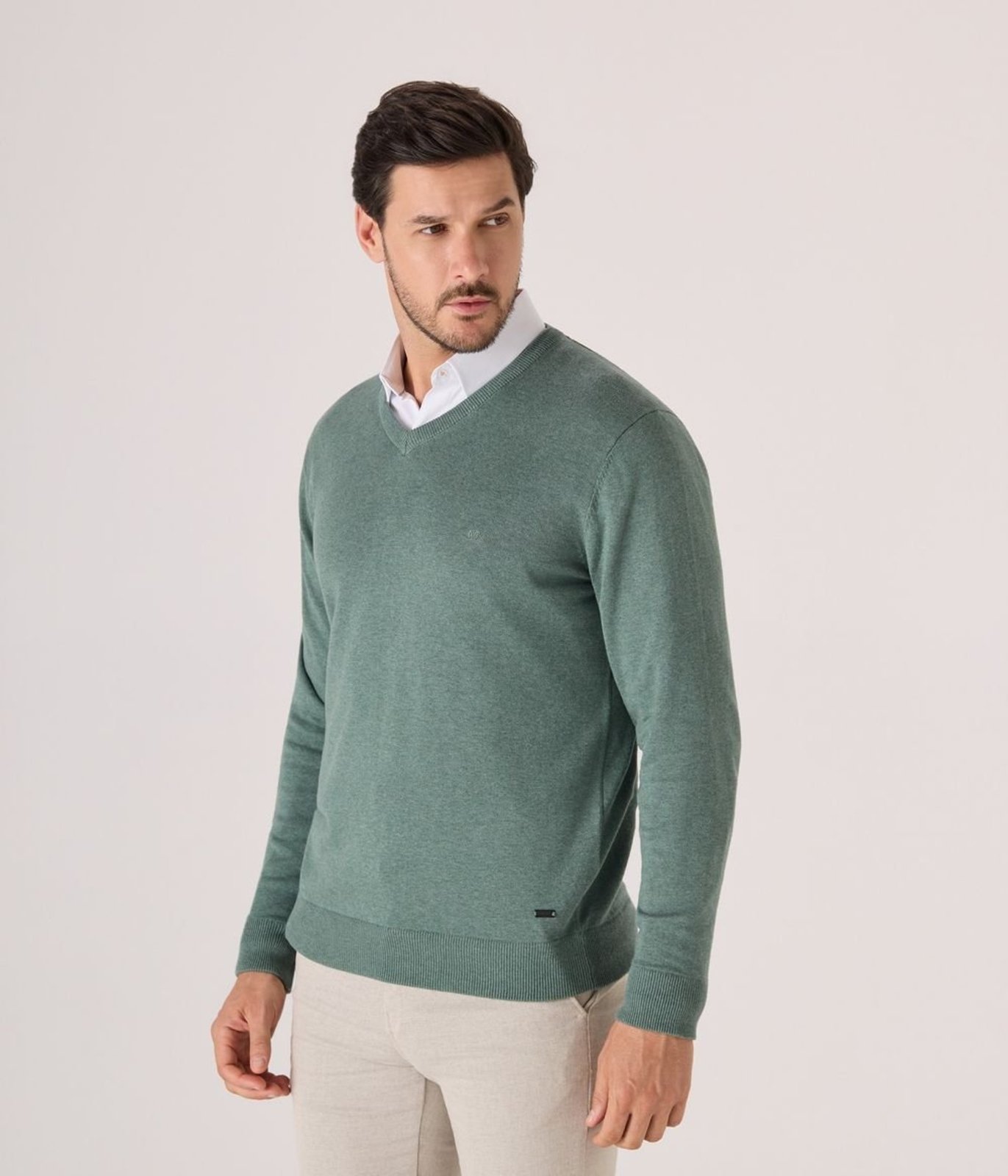 Pullover Makenji Basico Gola V Masculino Verde Medio