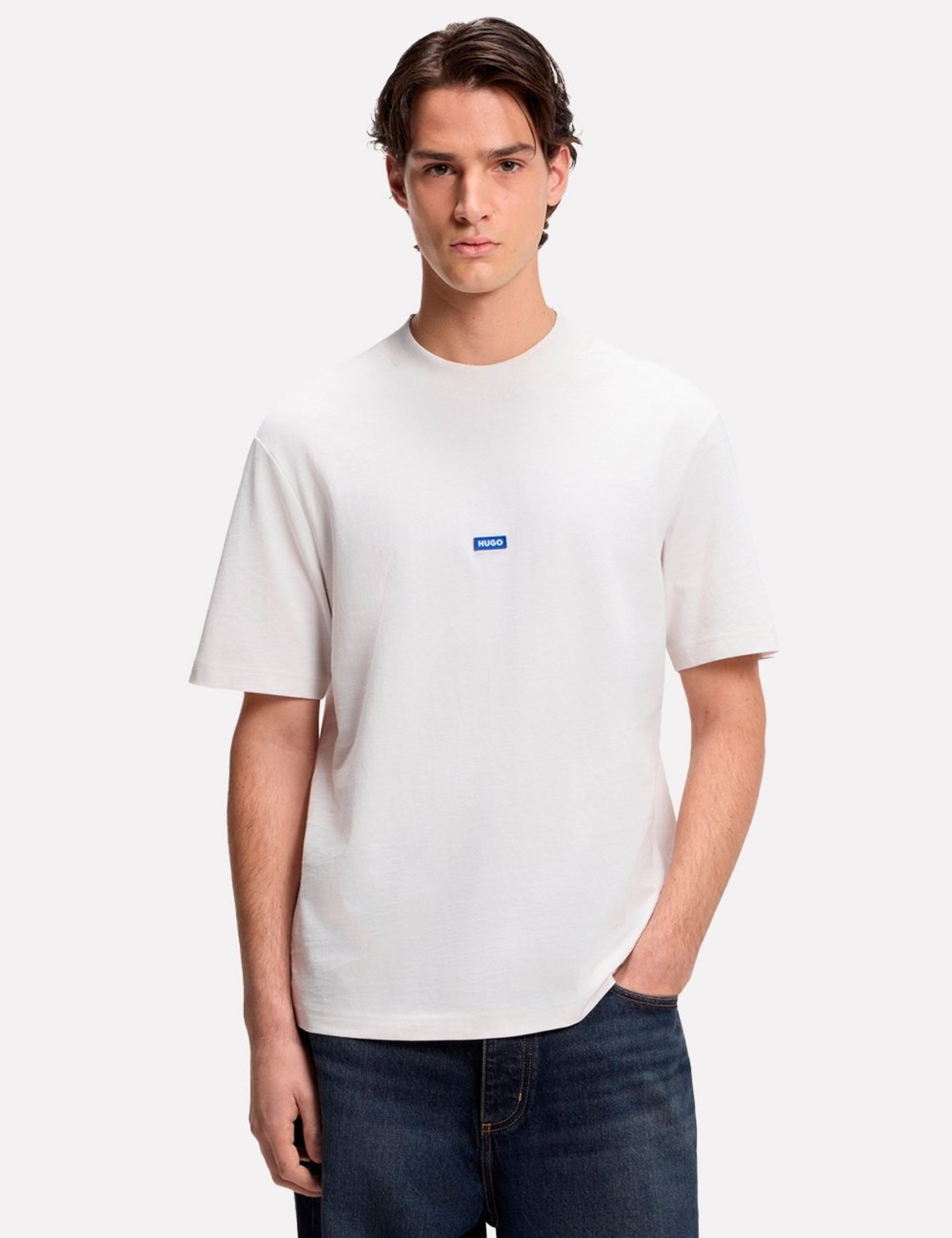 Camiseta Hugo Boss Masculina Regular Nieros Branco Gelo