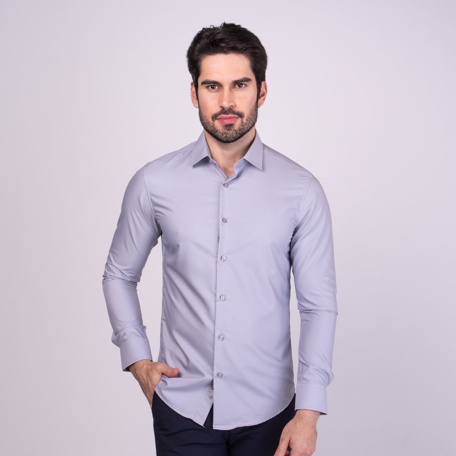 Camisa Versatiold Modal Slim Fit Cinza