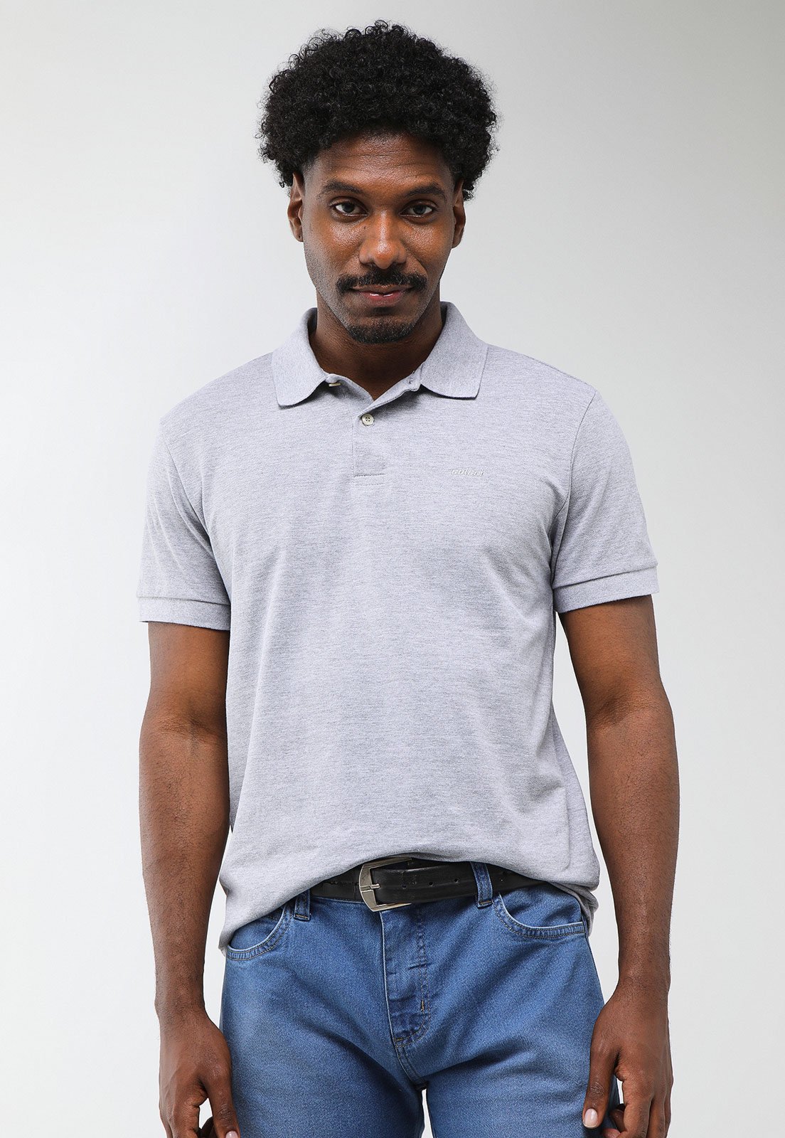 Camisa Polo Masculina Colcci Gola Tradicional Cinza Mescla