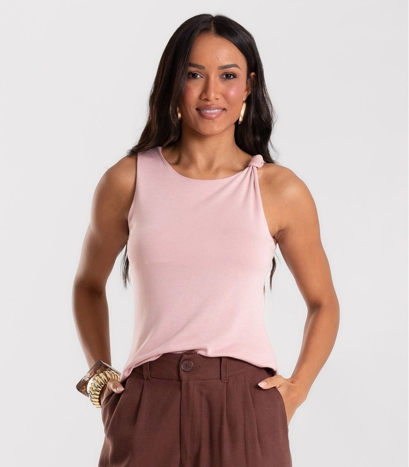 Regata Feminina Visco Tricot Nozinho Rovitex Rosa