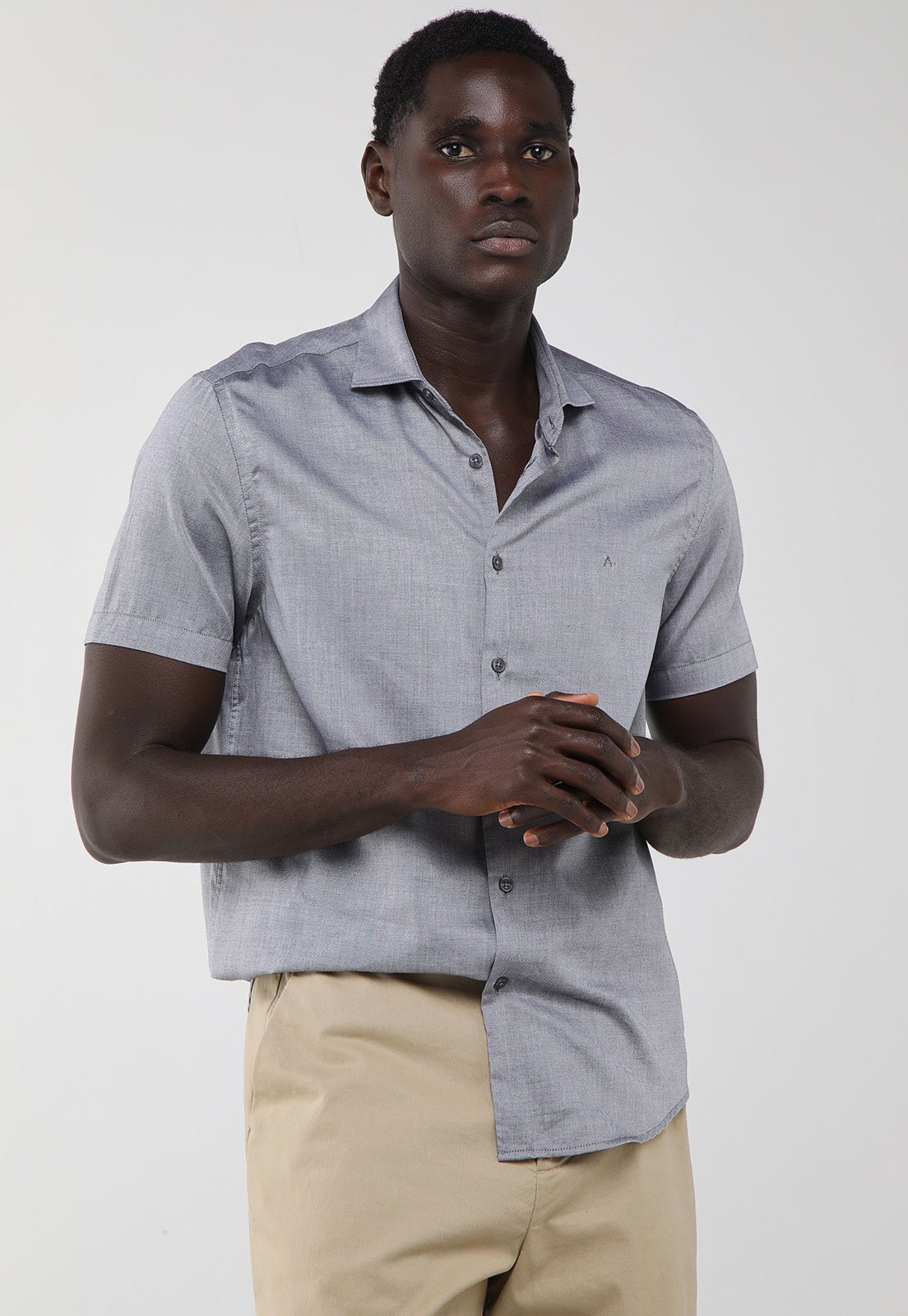 Camisa Masculina Aramis Manga Curta Cinza