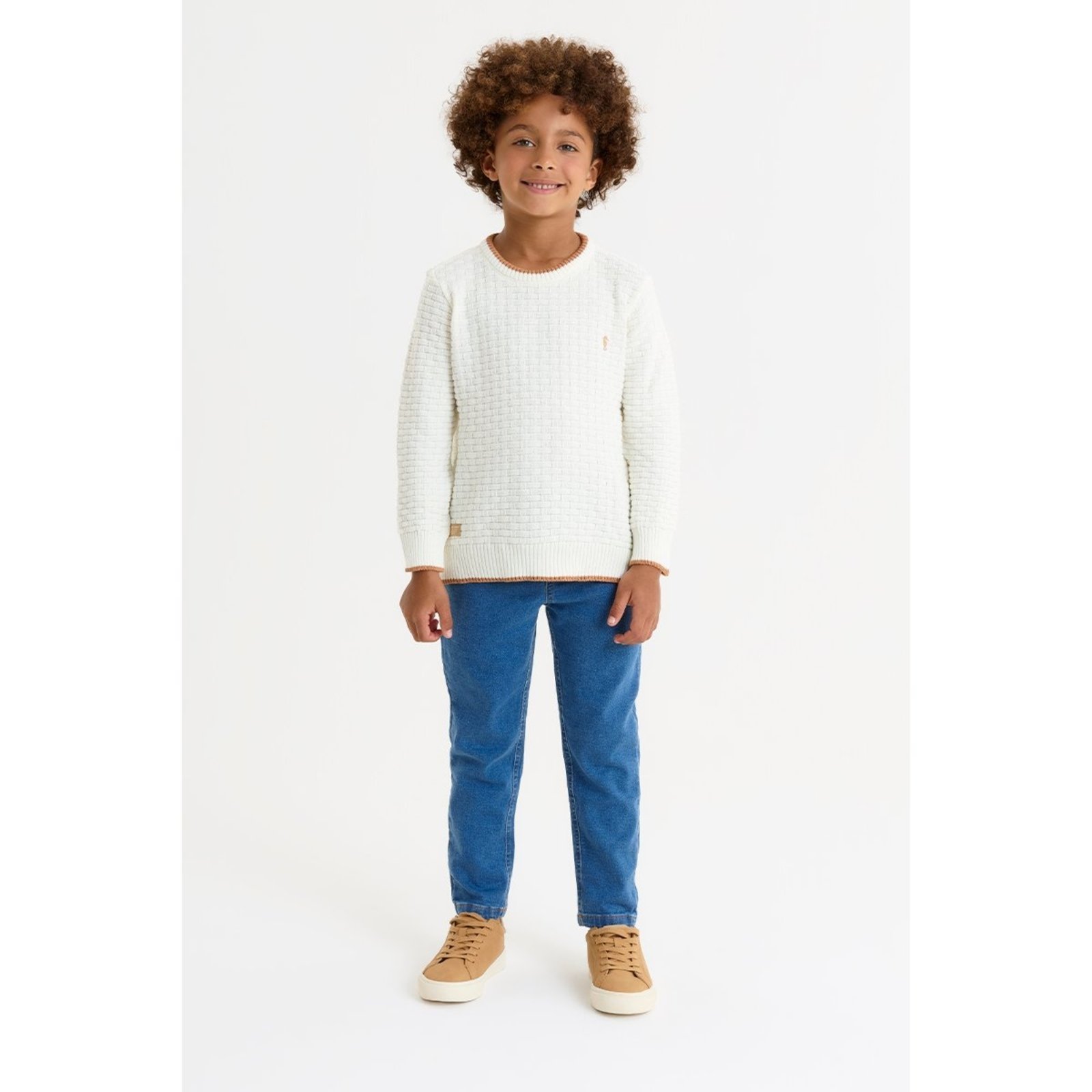 Infantil - Blusão Masculino em Tricô Trabalhado Confortável