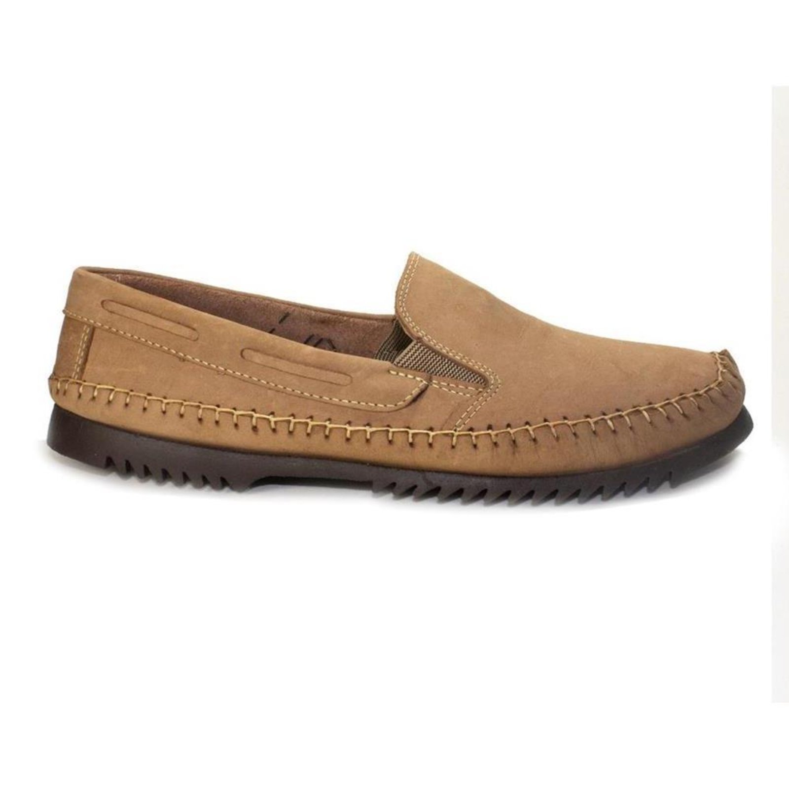 Mocassim Masculino Couro Sapatilha Calce Fácil Conforto Bege Claro 37 Marrom