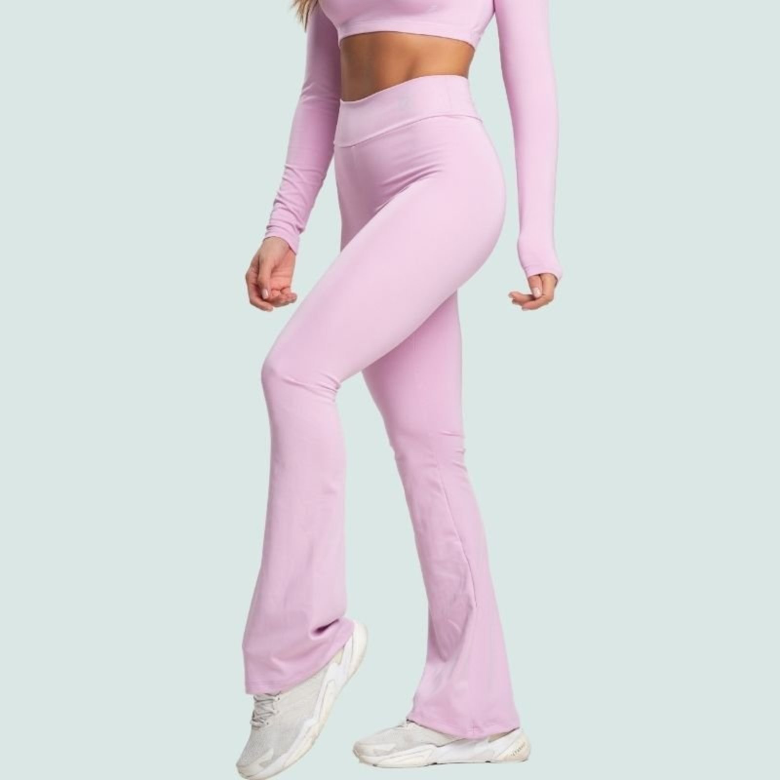 Legging Fit One Flare Bailarina Suplex Cós Alto Zero Transparência Rosa