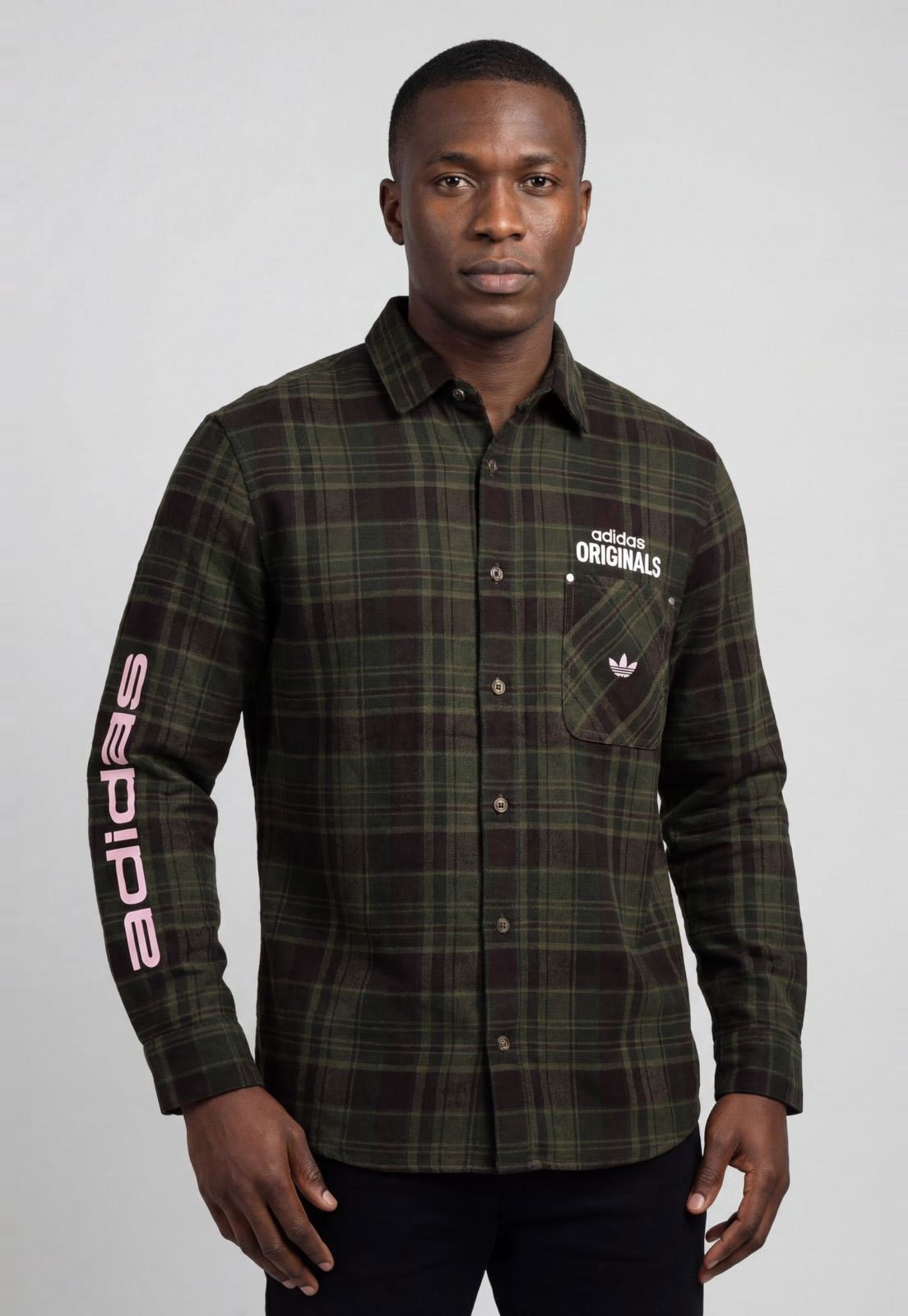 Camisa Masculina adidas Originals Flanela Button Up Verde