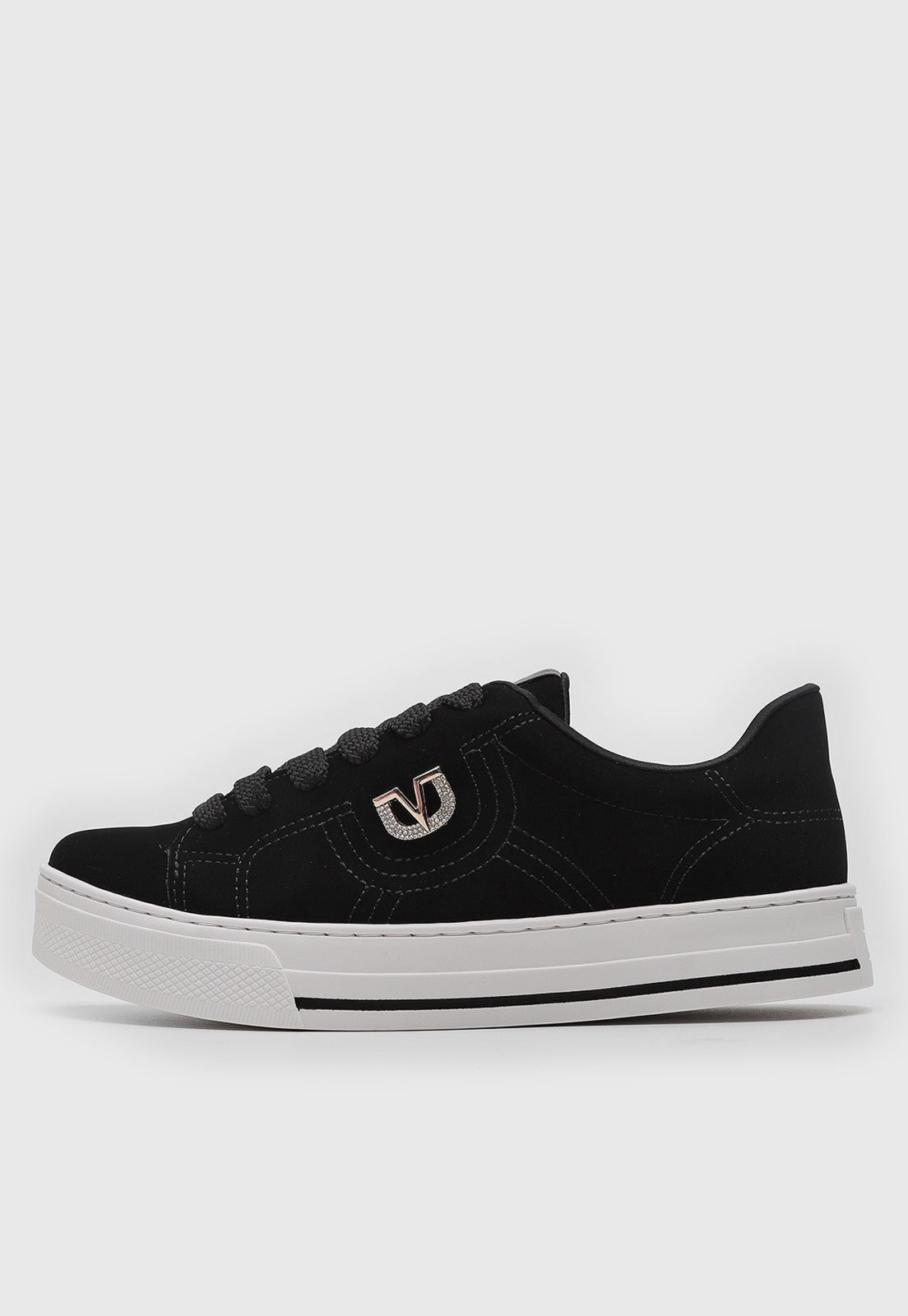 Tênis Feminino Via Marte Logo Metálico Preto