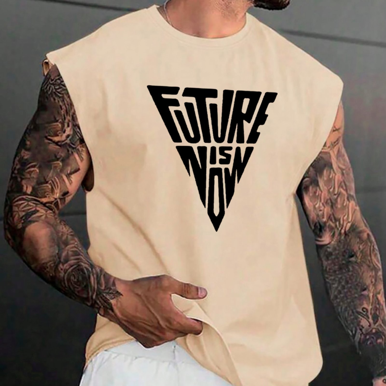 Camiseta Regata Machão Ousy Future Is Now Oversized Masculina Off White