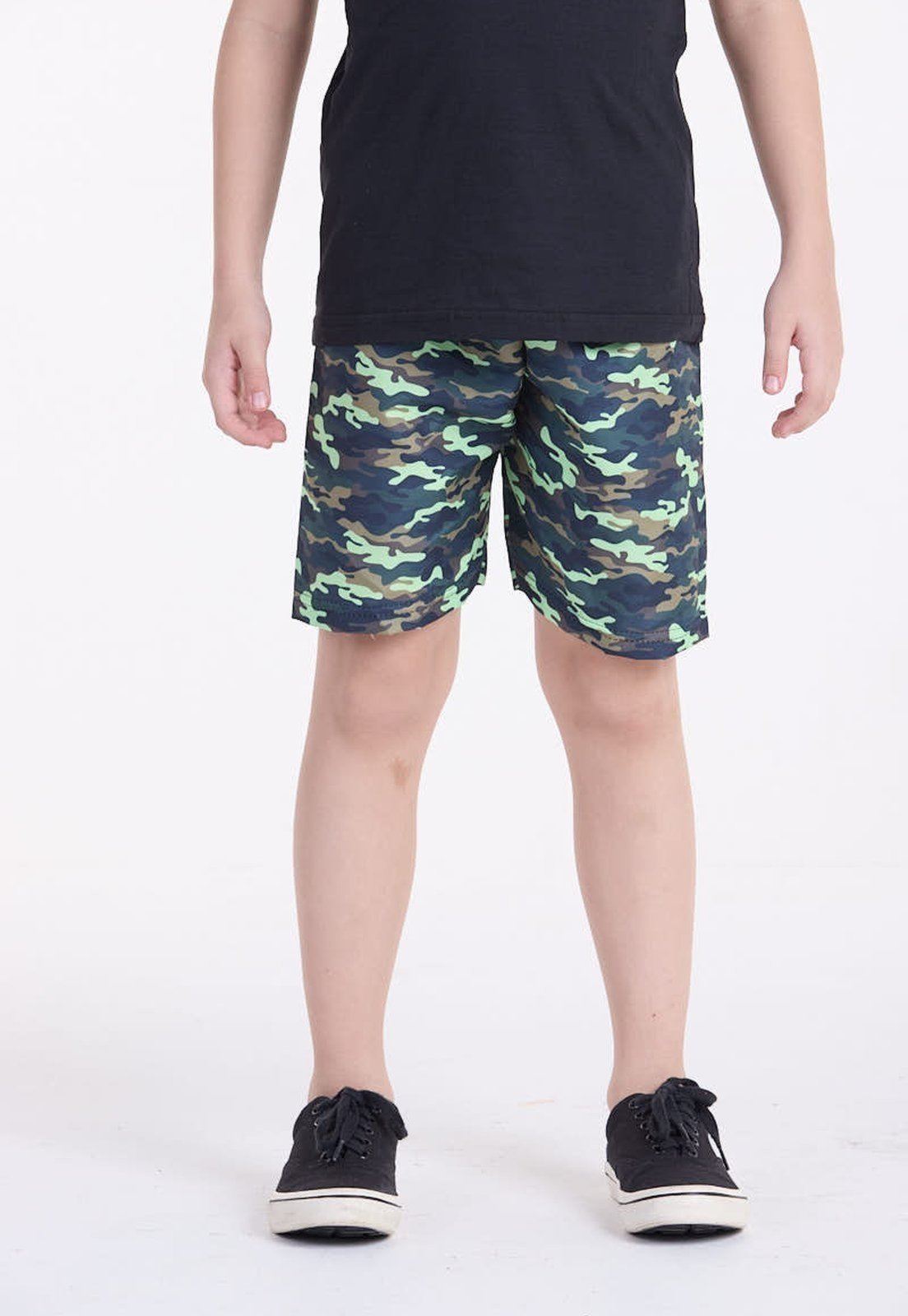 Infantil – Bermuda Tactel Camuflado Preto