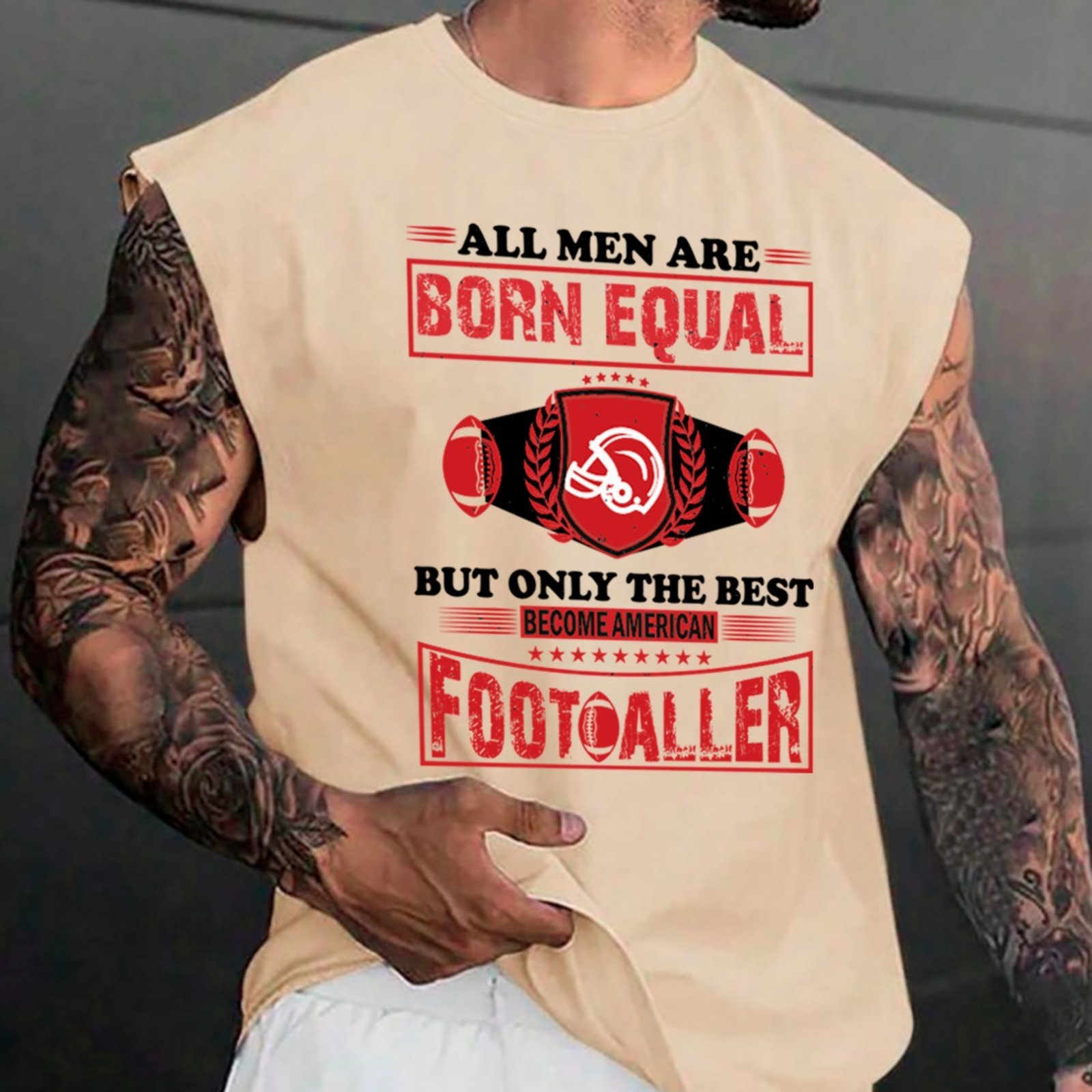 Camiseta Regata Machão Ousy Only the Best Become Footballer Oversized Masculina Off White