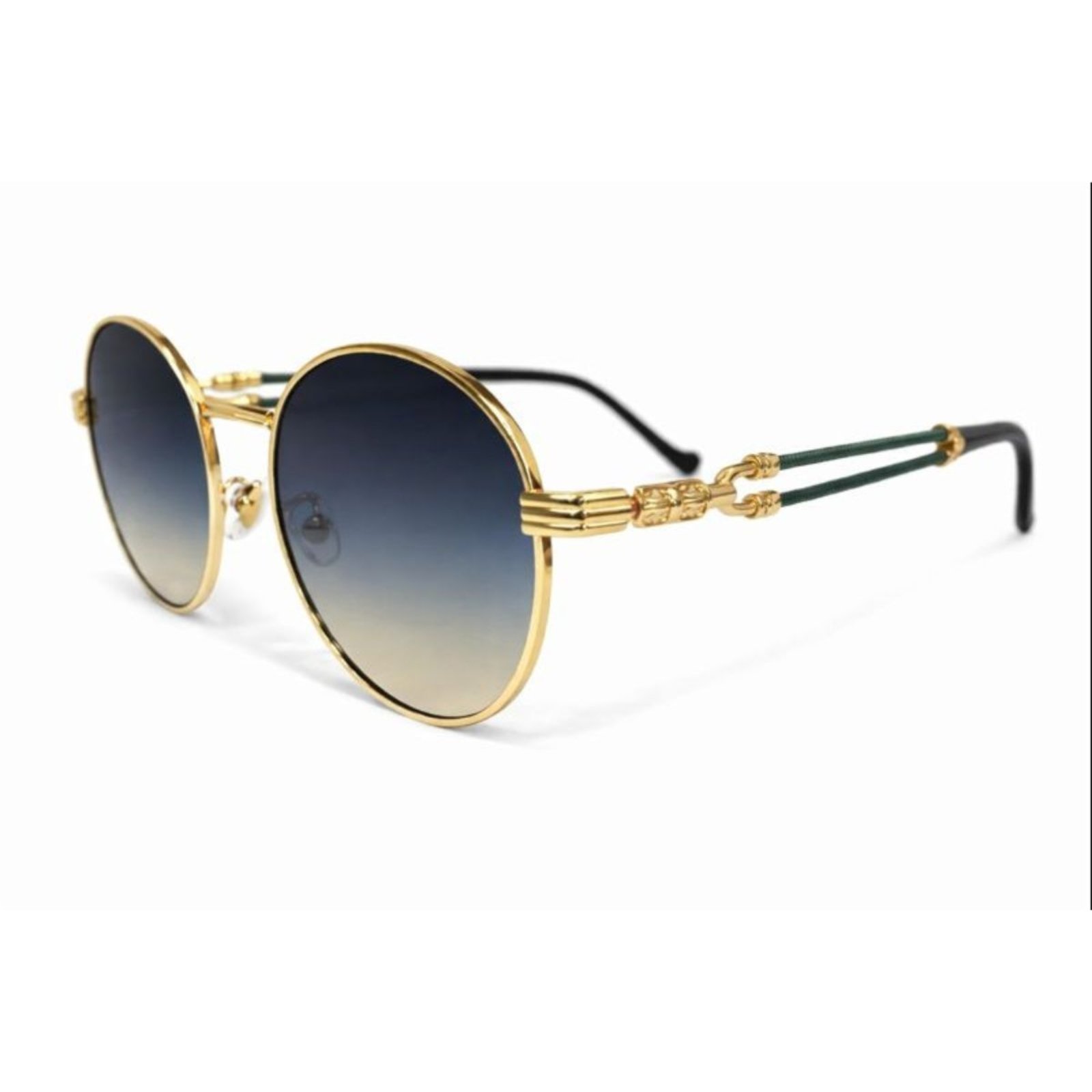 Óculos de Sol Redondo UV400 Estilo Moderno Lente Degradê Verde