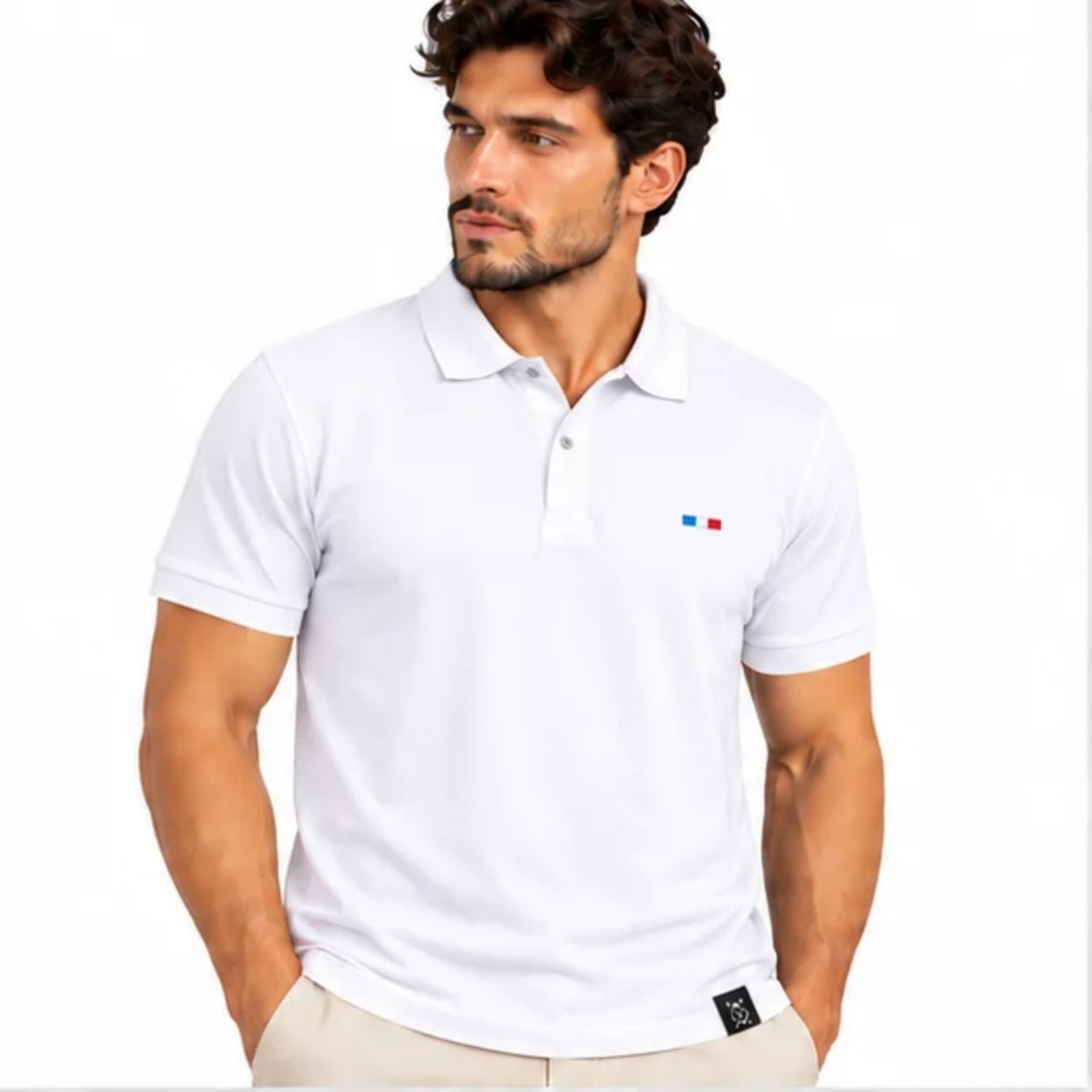 Camisa Polo Masculina FMF Bordado França Casual Premium Branco