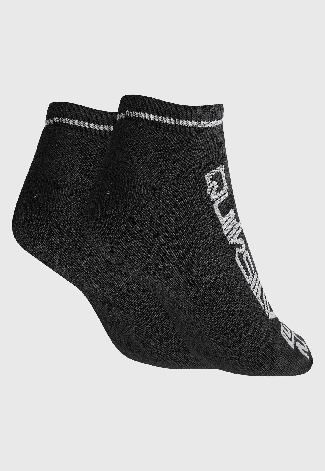 Vista 2 Kit 3pçs Meia Quiksilver Cano Baixo Invisivel Preta preto Quiksilver preto