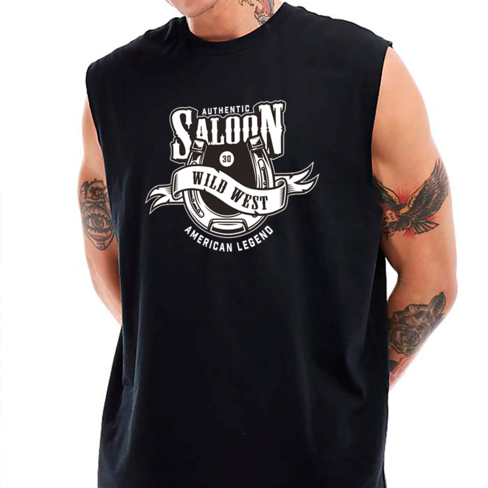 Camiseta Regata Machão Country Authentic Saloon Wild West American Legend Inspiração Rodeio Masculina Preto