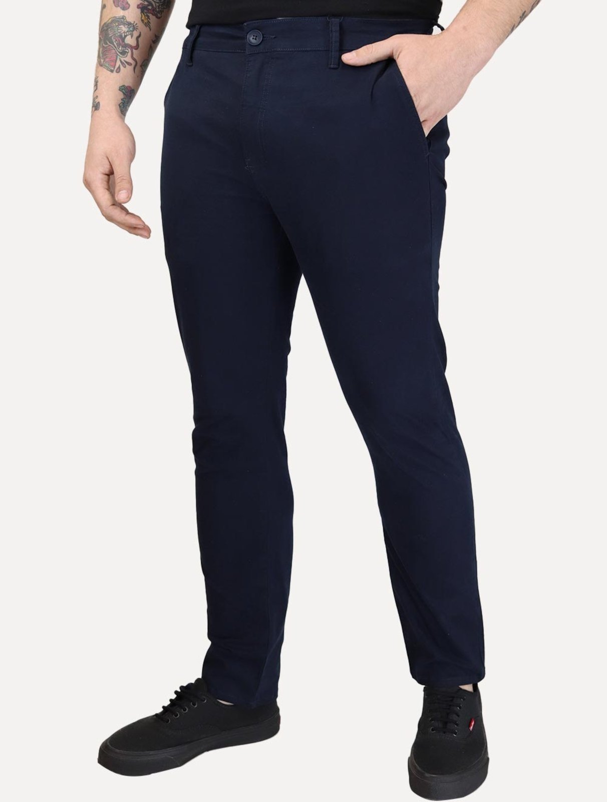 Calça Calvin Klein Jeans Masculina RE Issue Label Azul Marinho