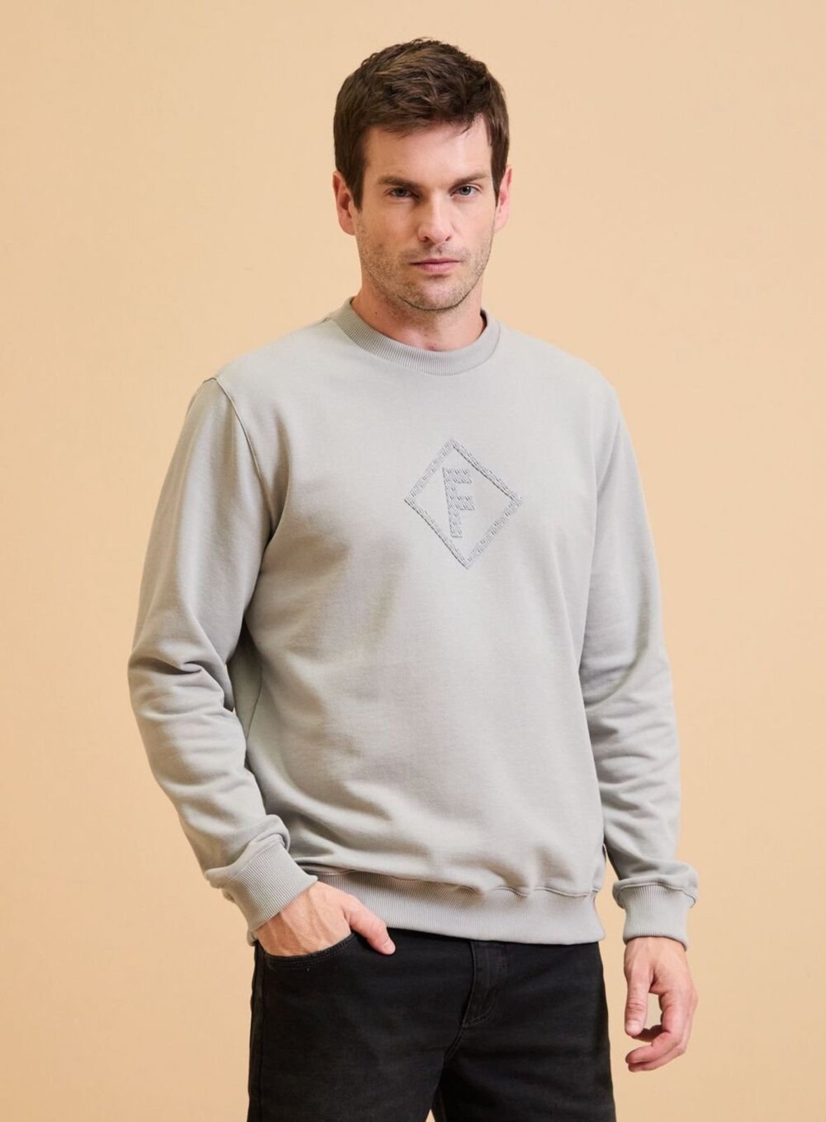 Blusão Moletom Masculino New Comfort com Aplicação Forum Cinza Pewter