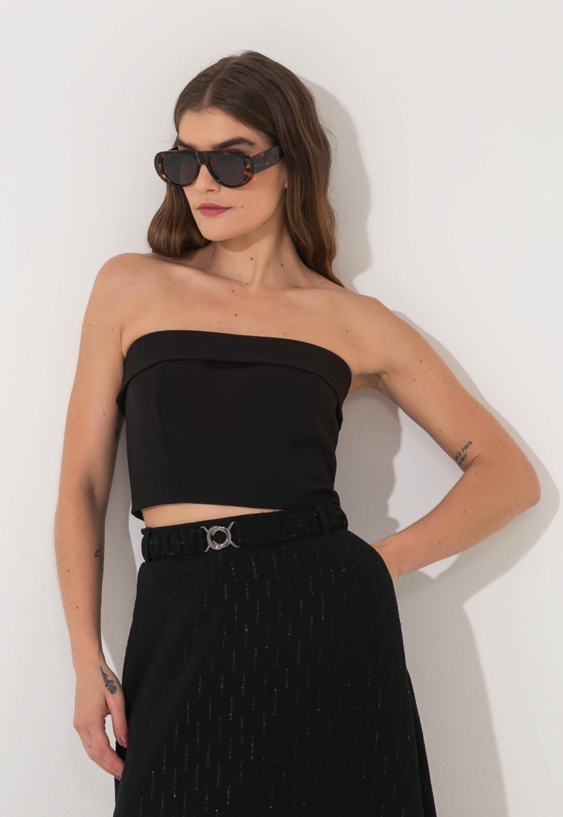 Cropped Alfaiataria Traymon Preto