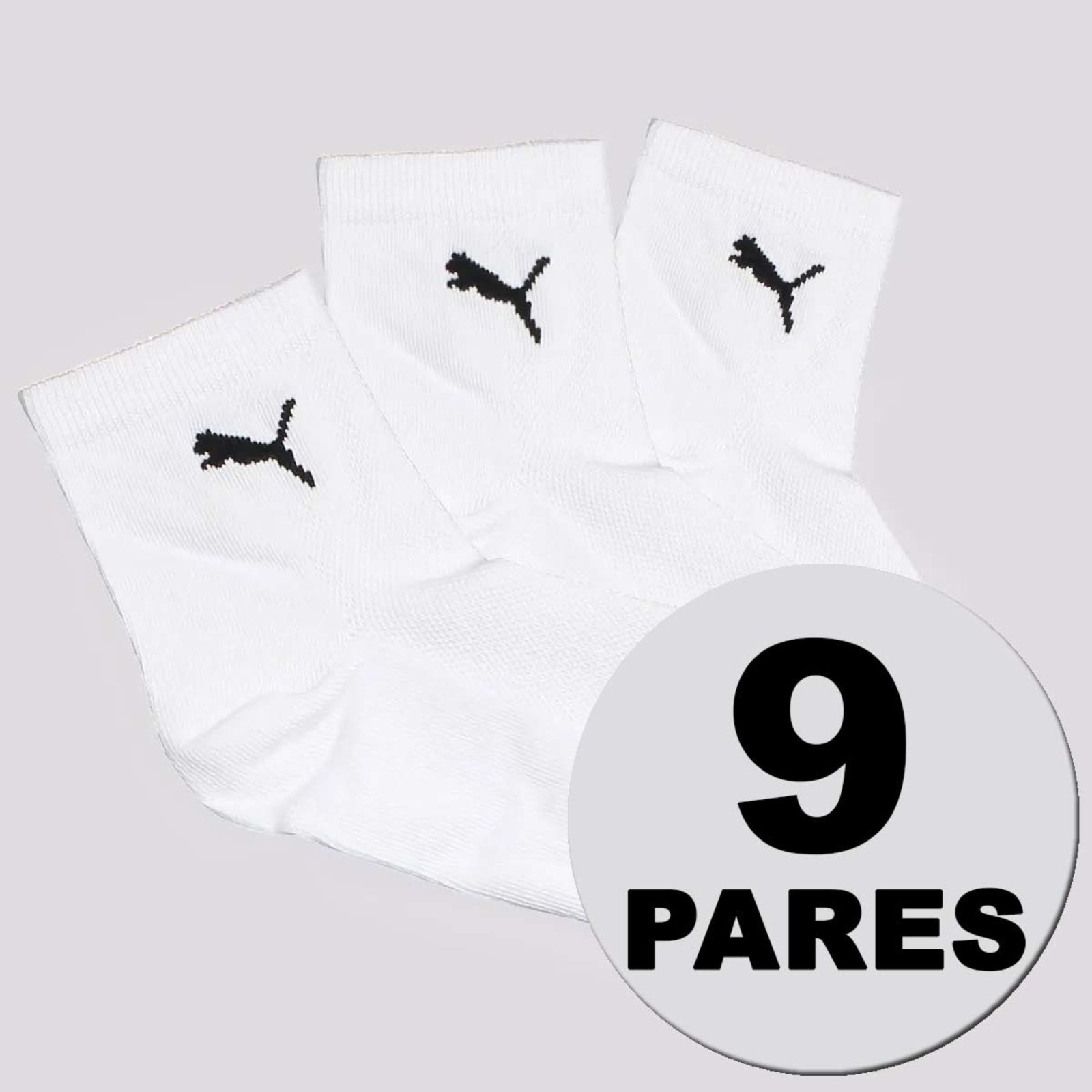 Kit Meia Puma Cano Médio 9 Pares Branco