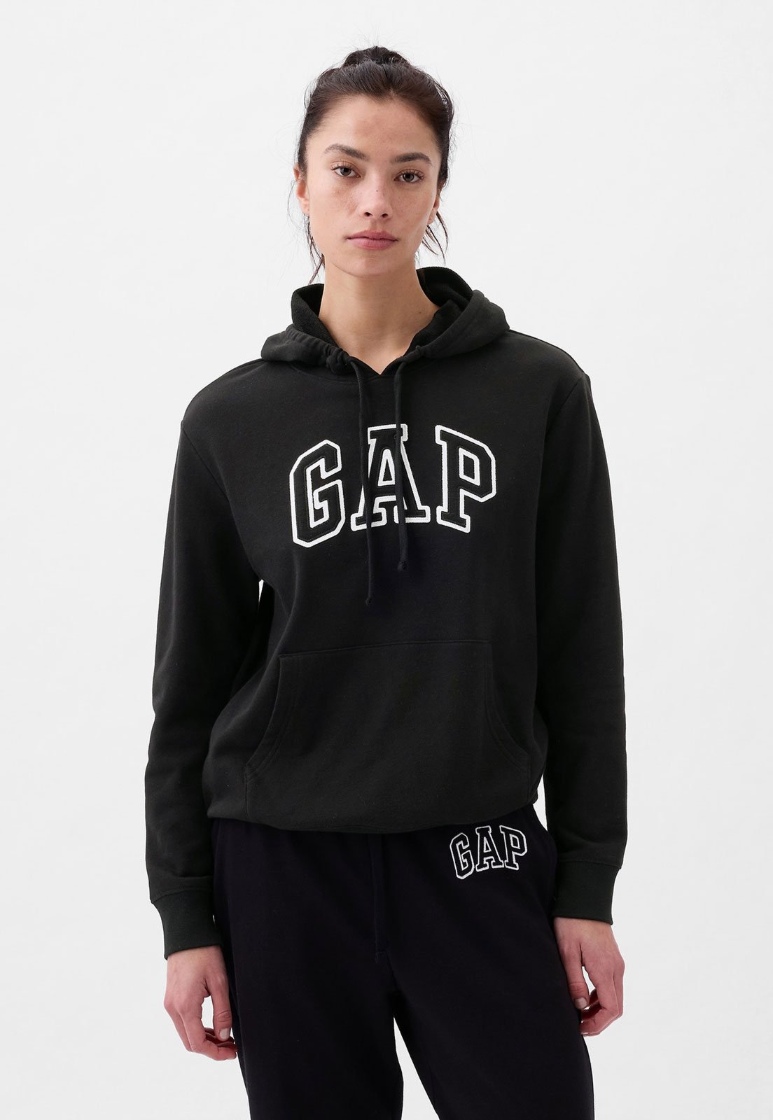 Blusa de Moletom Fechada com Capuz GAP Reta Logo Preto