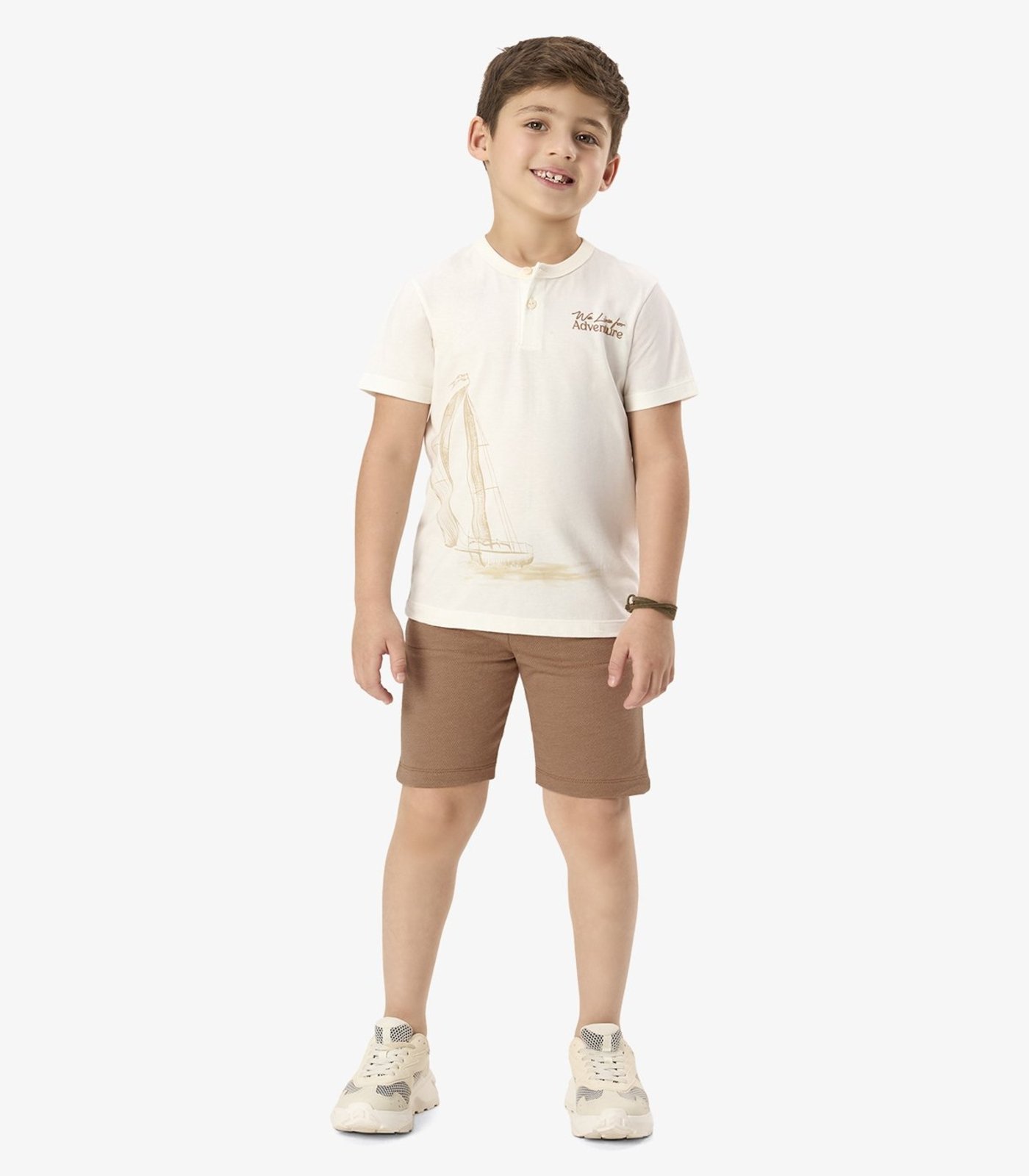 Infantil - Conjunto Camiseta Com Bermuda Rovi Bege