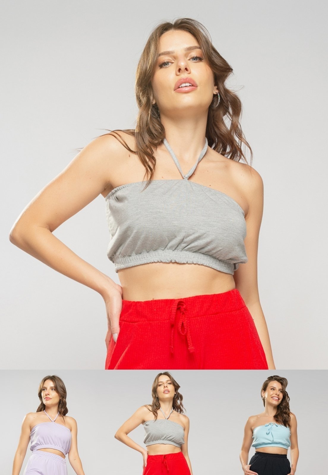 Kit 3 Croppeds Tomara Que Caia Comfy Salvatore Fashion Mescla, Lilás e Azul