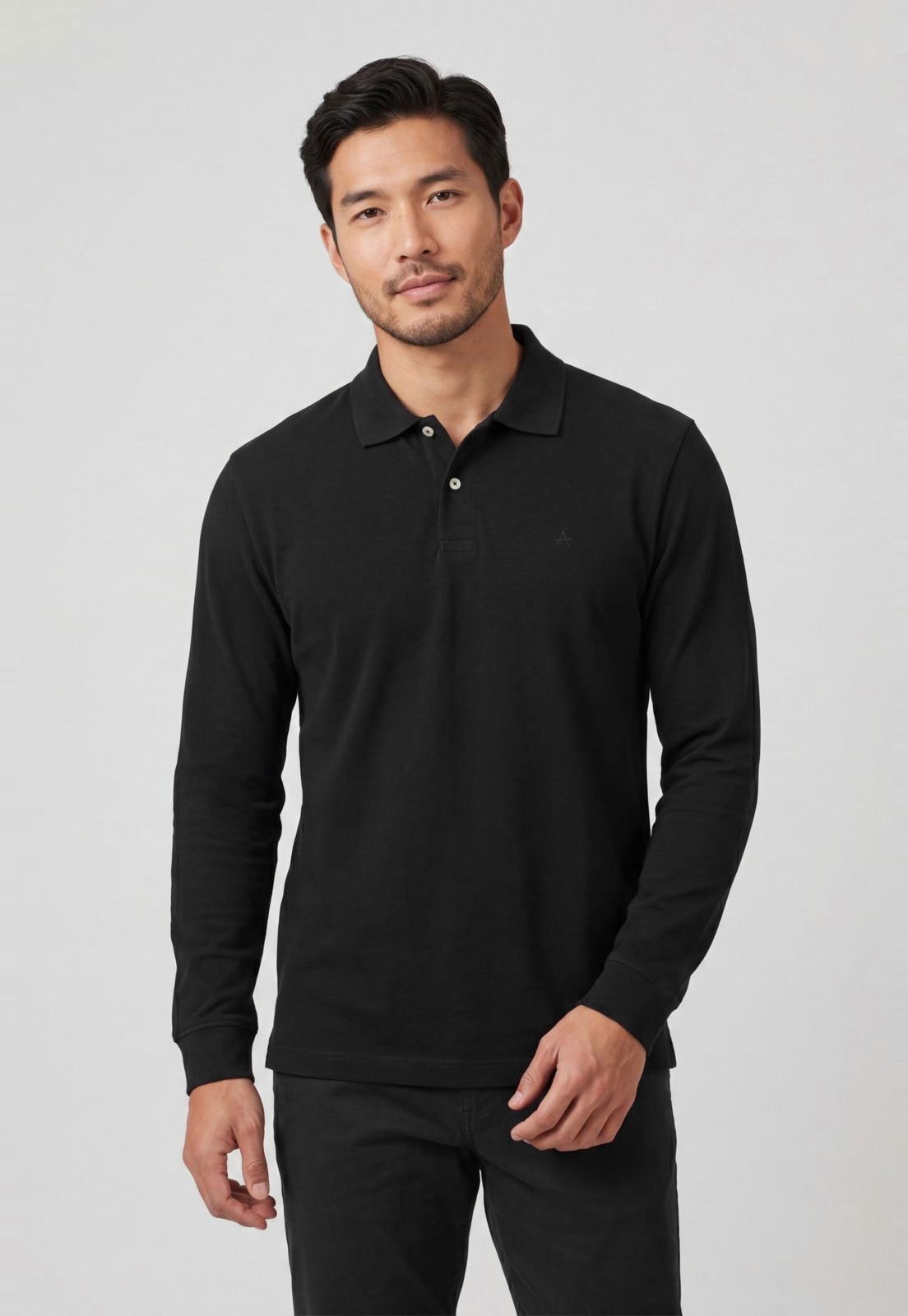 Polo Masculina Aramis Manga Longa Preta