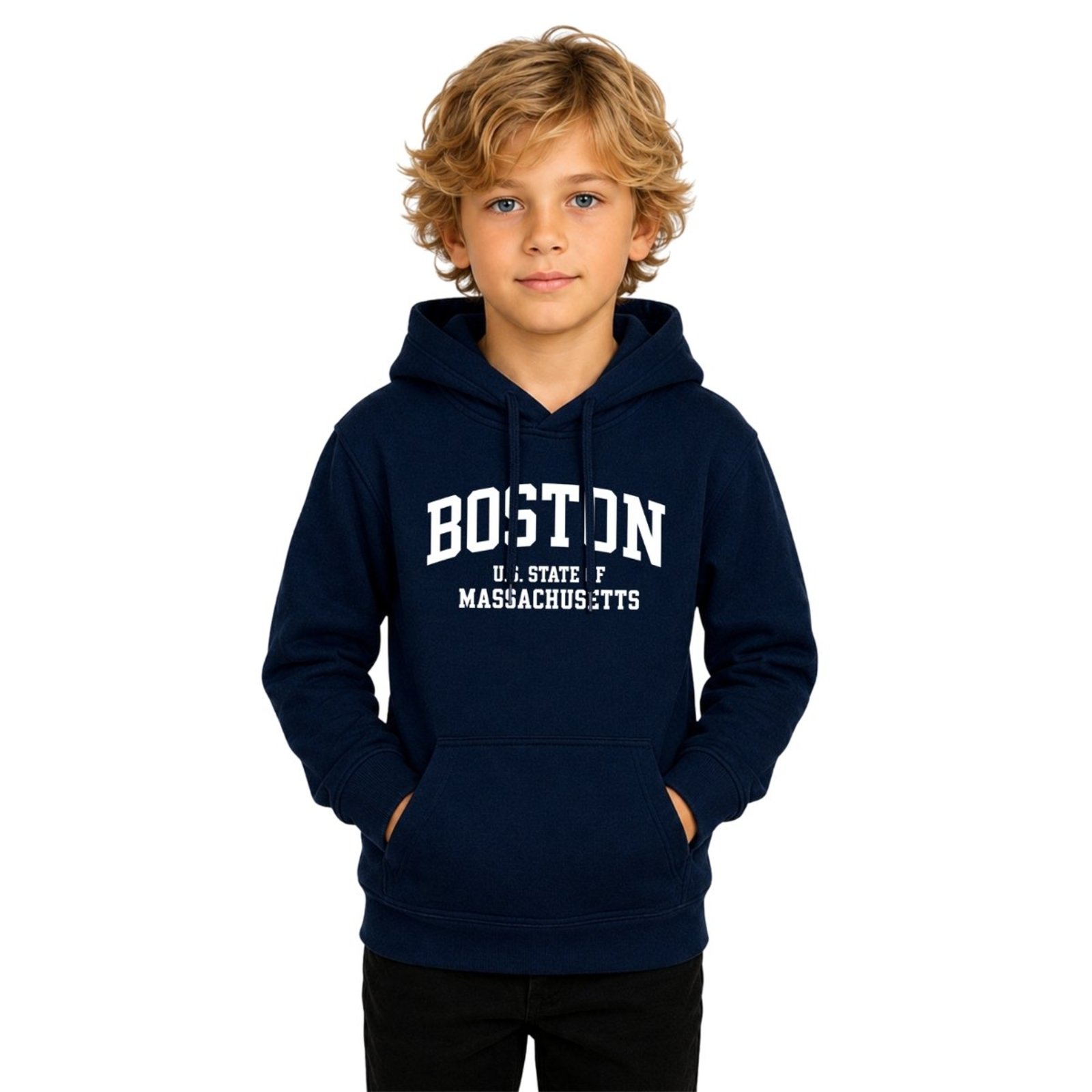 Infantil - Blusa de Moletom Masculino Com Capuz Casaco Casual Confortável Boston