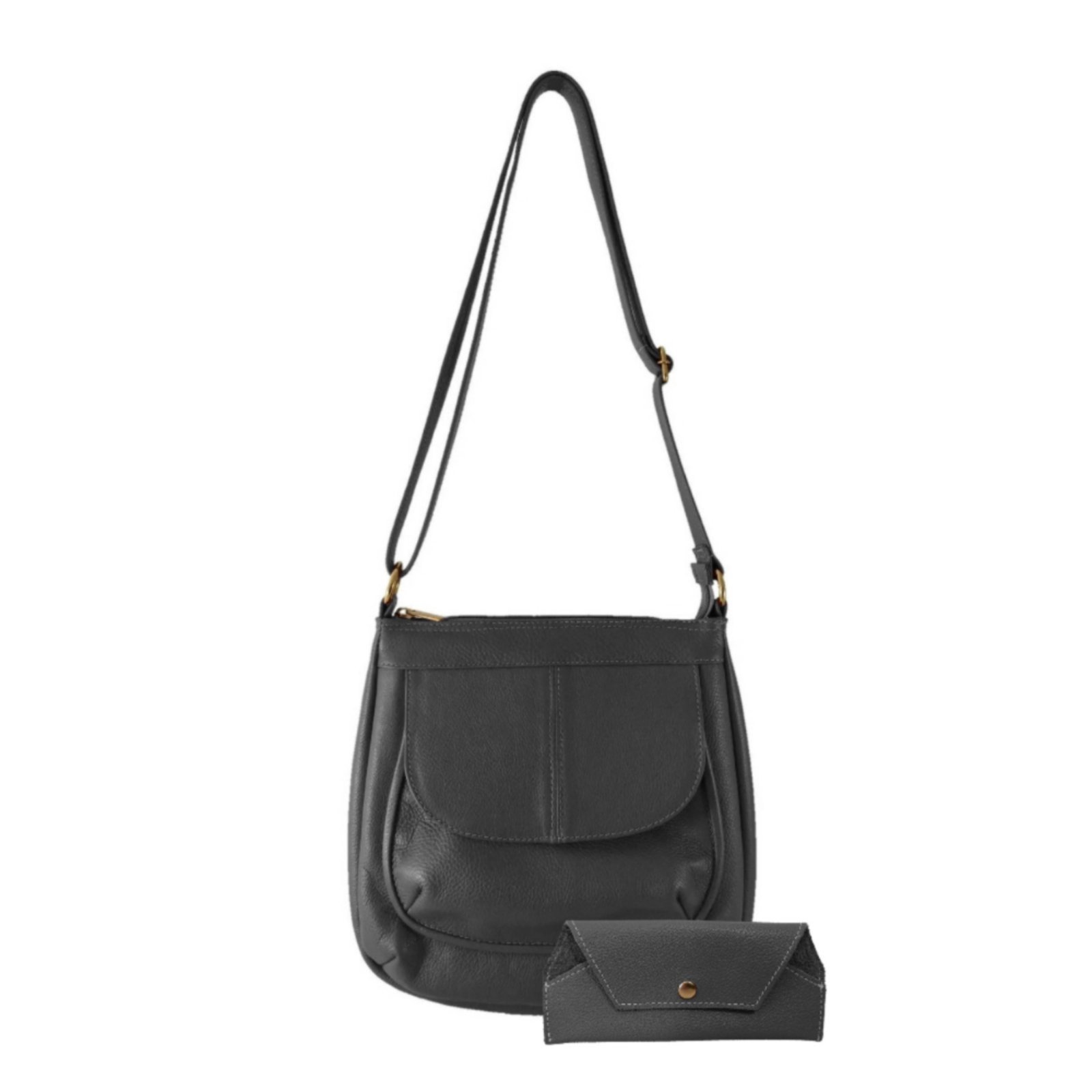 Kit Bolsa e Porta Oculos TopGrife Couro Preto