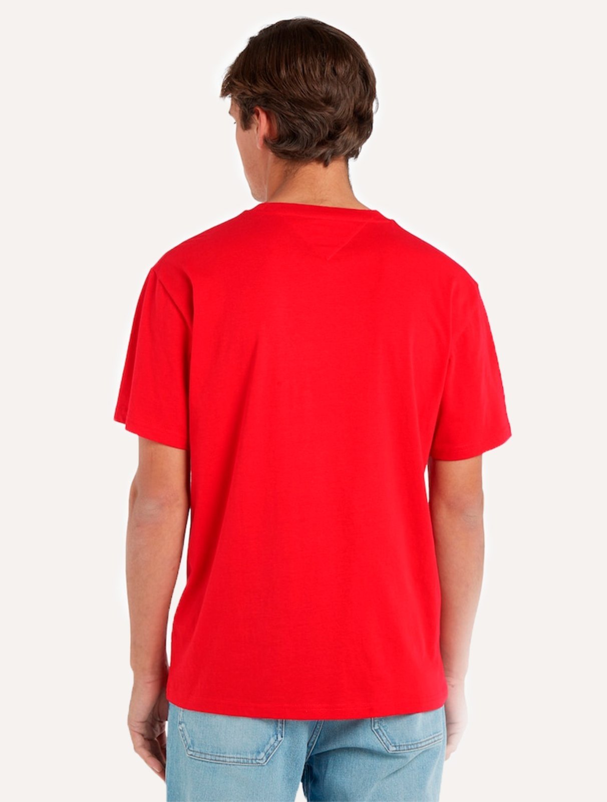 Vista 3 Camiseta Tommy Jeans Masculina Classic Linear Embroidered Chest Vermelha vermelho Tommy Jeans vermelho