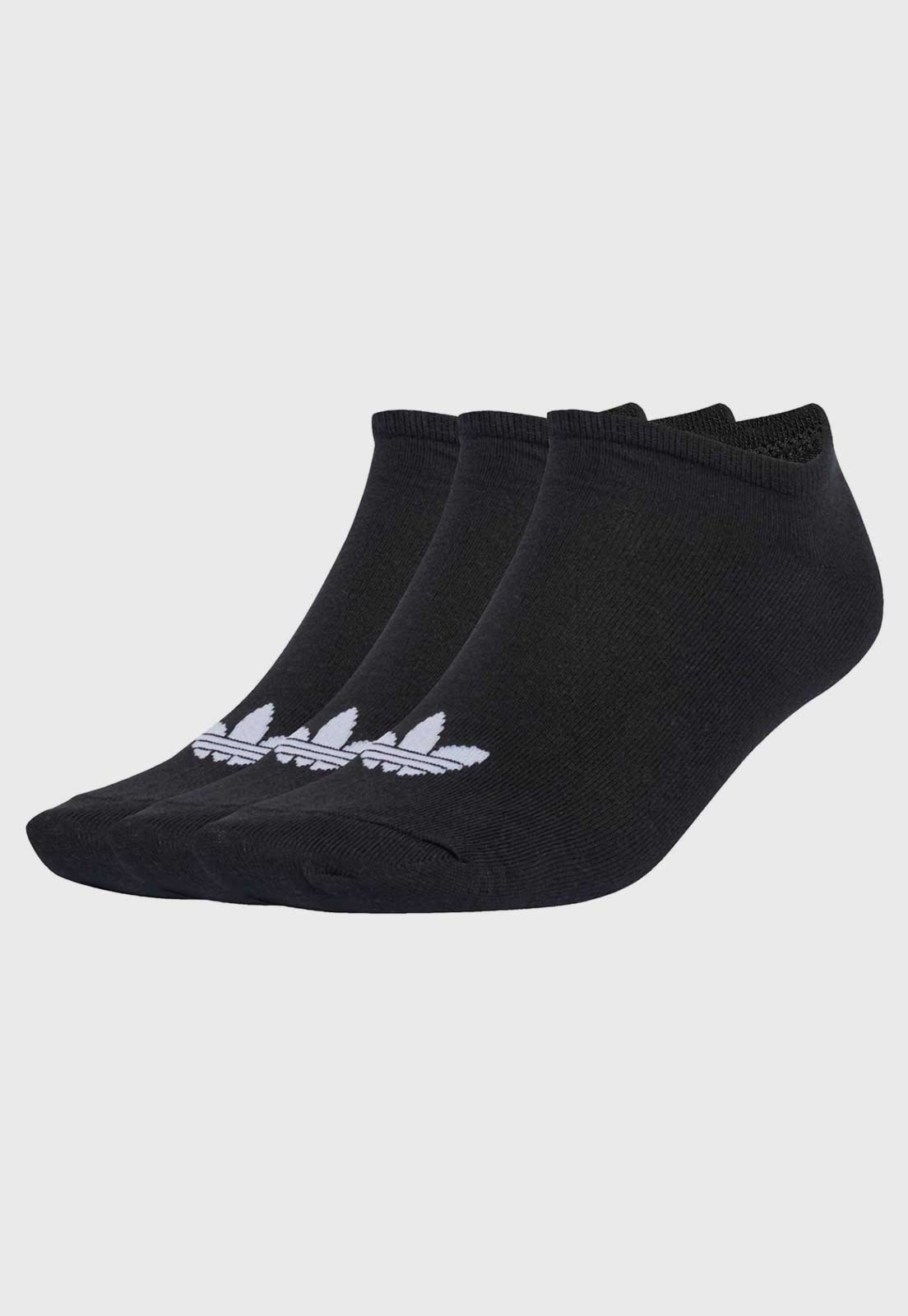 Vista 2 Kit 3 Pares de Meia Unissex adidas Originals Trefoil Liner Preta preto adidas Originals preto
